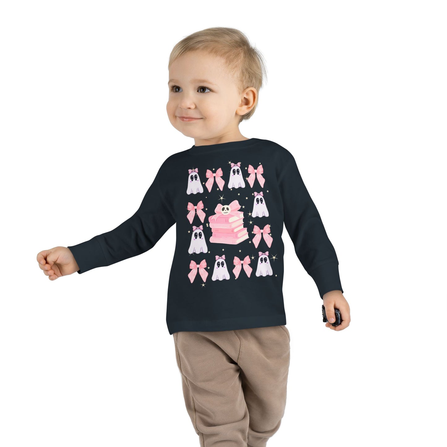Toddler Long Sleeve Tee with Cute Bunnies and Bows Design