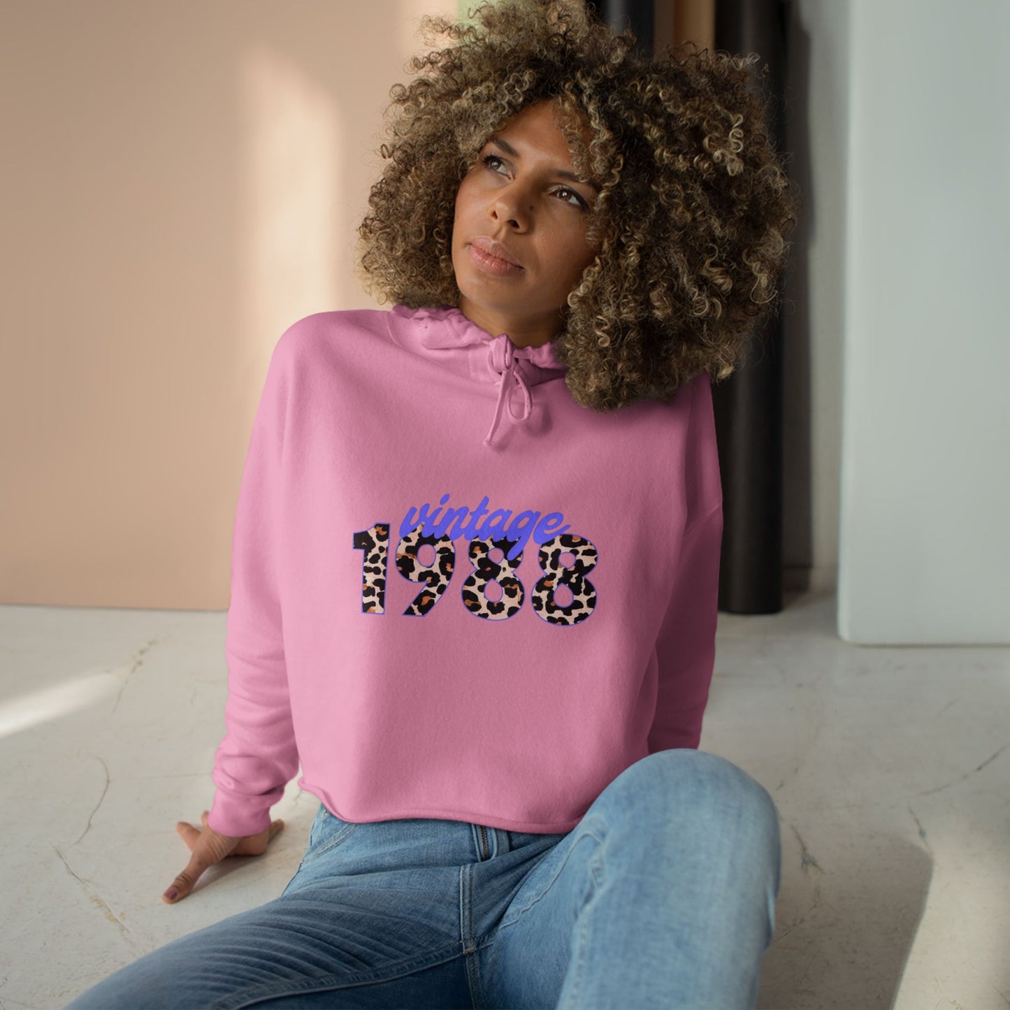 Vintage 1988 Crop Hoodie, Retro Fashion