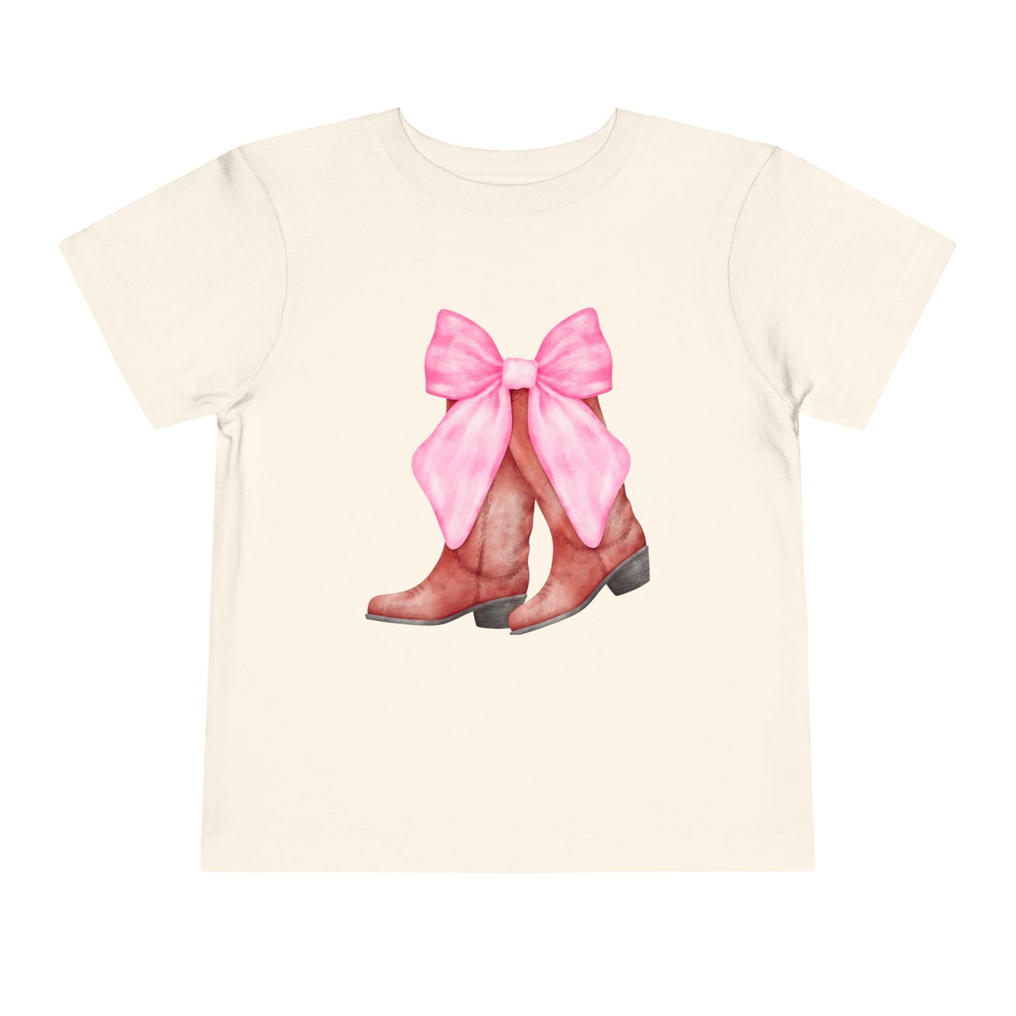 Cute Toddler Tee with Pink Bow Boots Design