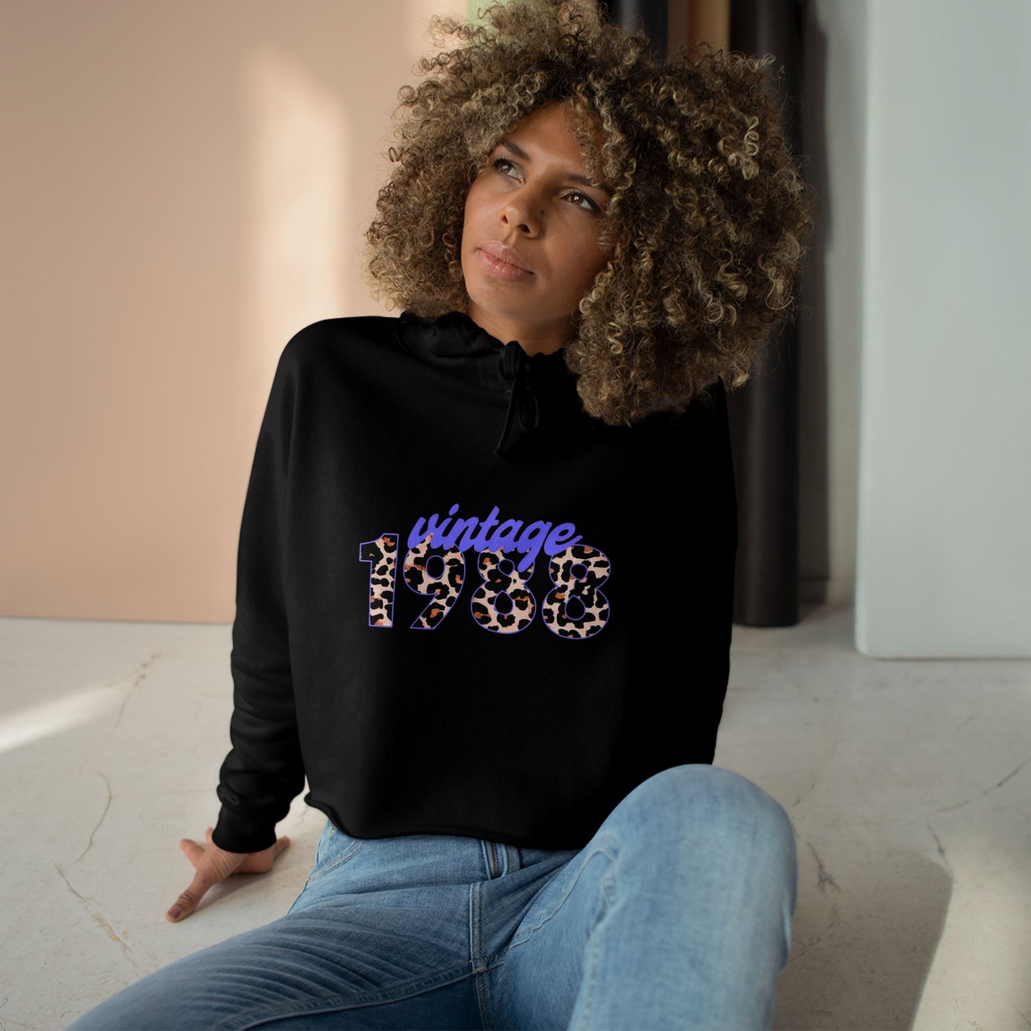 Vintage 1988 Crop Hoodie, Retro Fashion