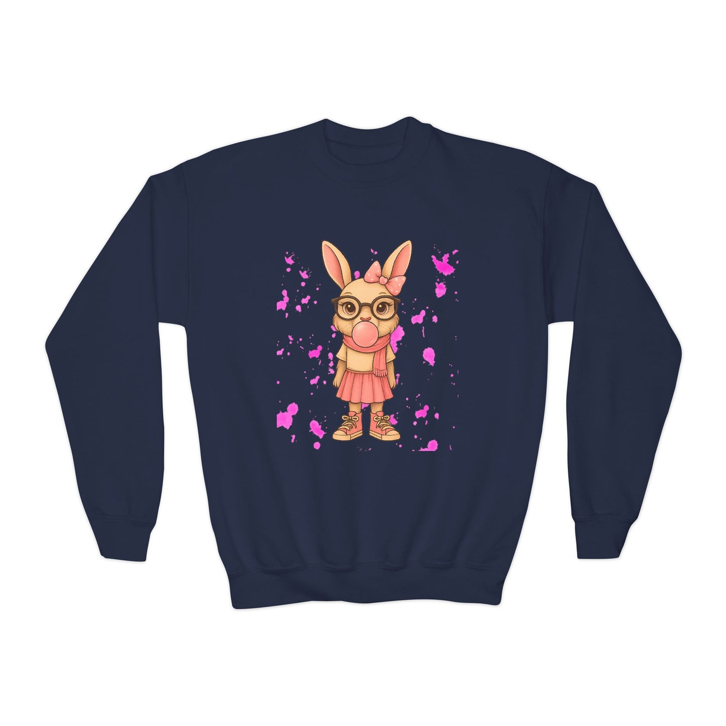 Adorable Bunny Graphic Youth Crewneck Sweatshirt