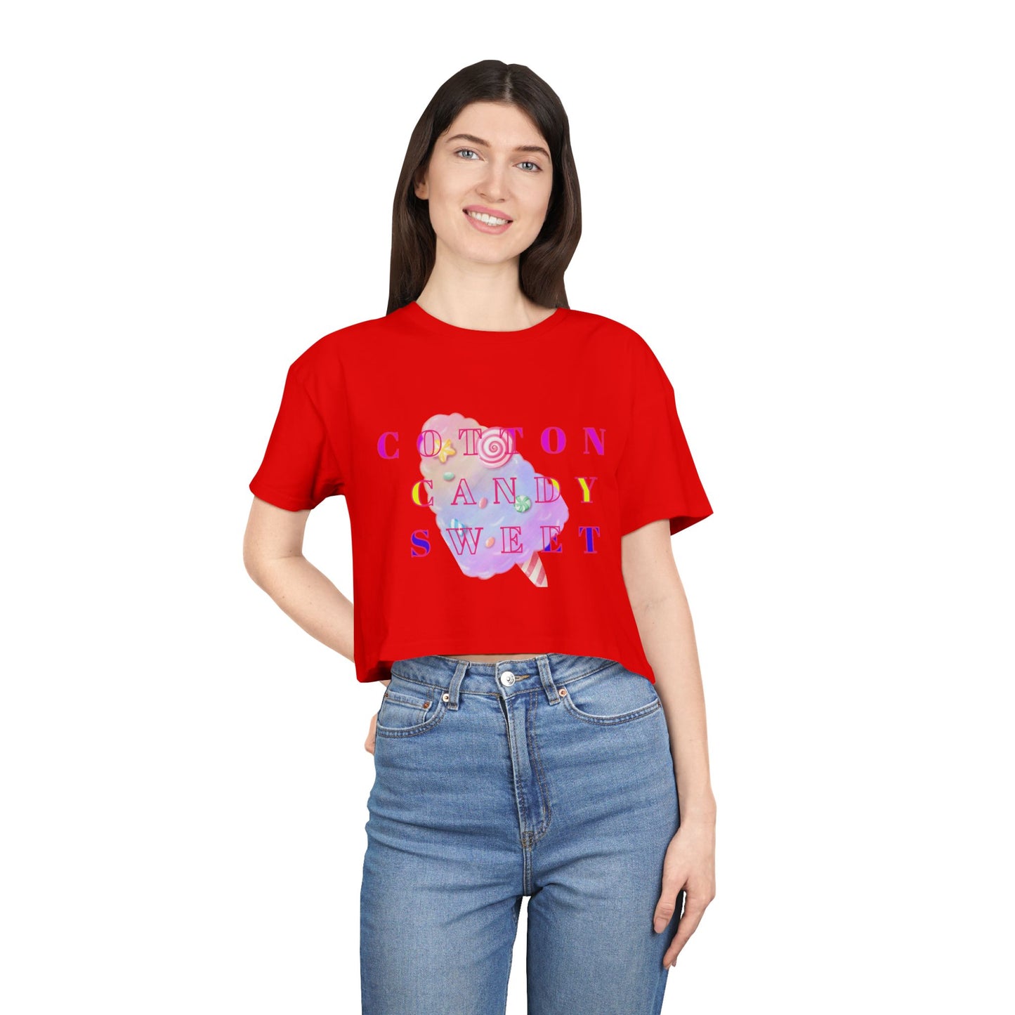 "Cotton Candy Sweet"- Women's Crop Tee