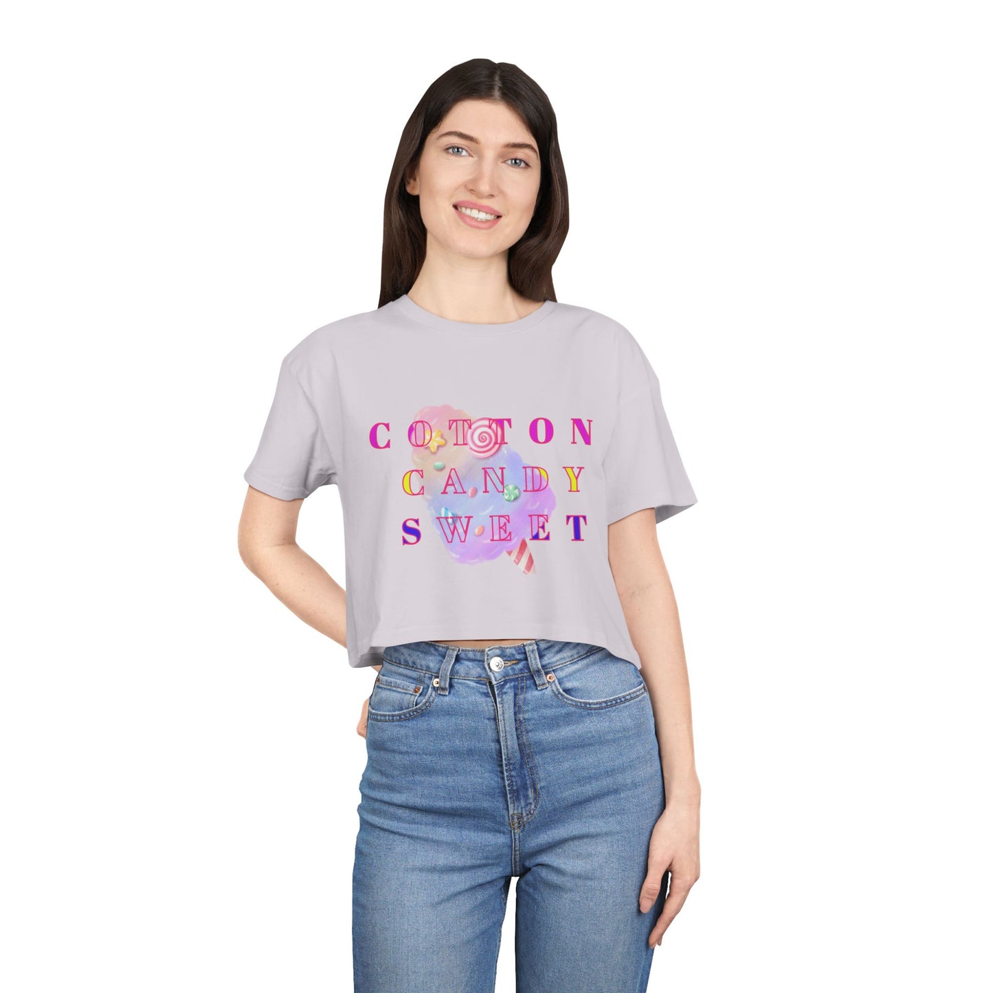 "Cotton Candy Sweet"- Women's Crop Tee