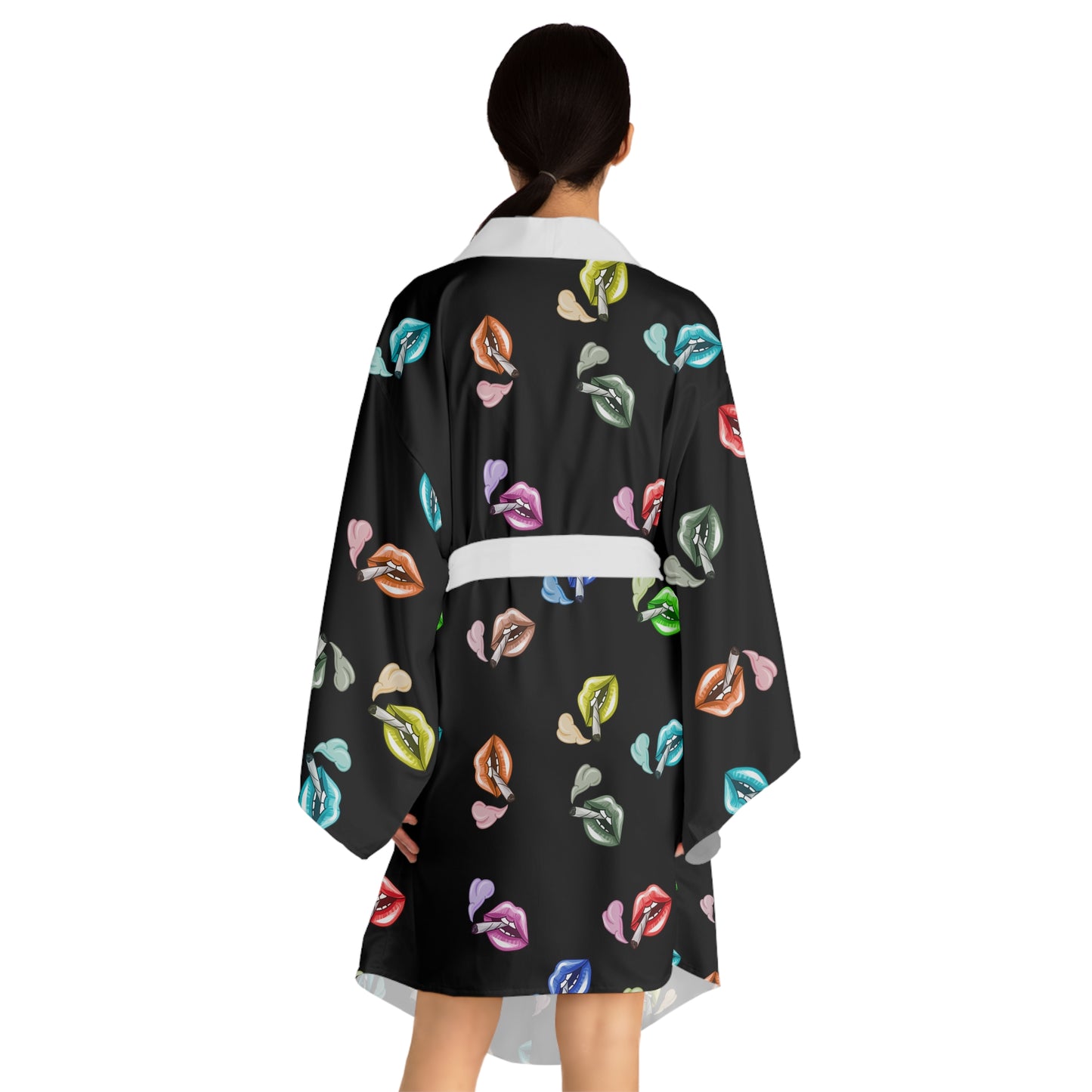"Lip Loc'D" long sleeve Kimono Robe
