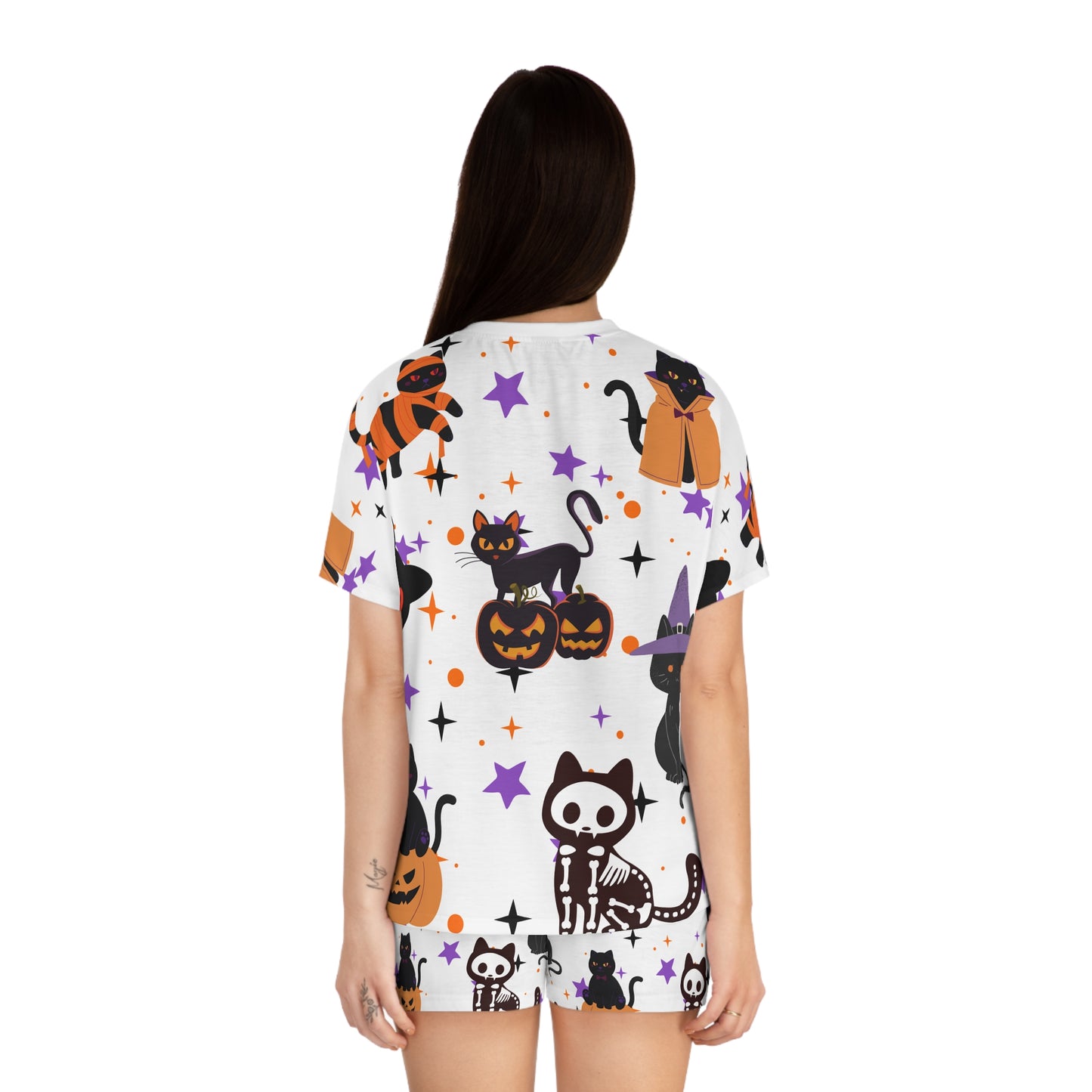 Halloween Cat Pajama Set, Cozy Sleepwear for Women
