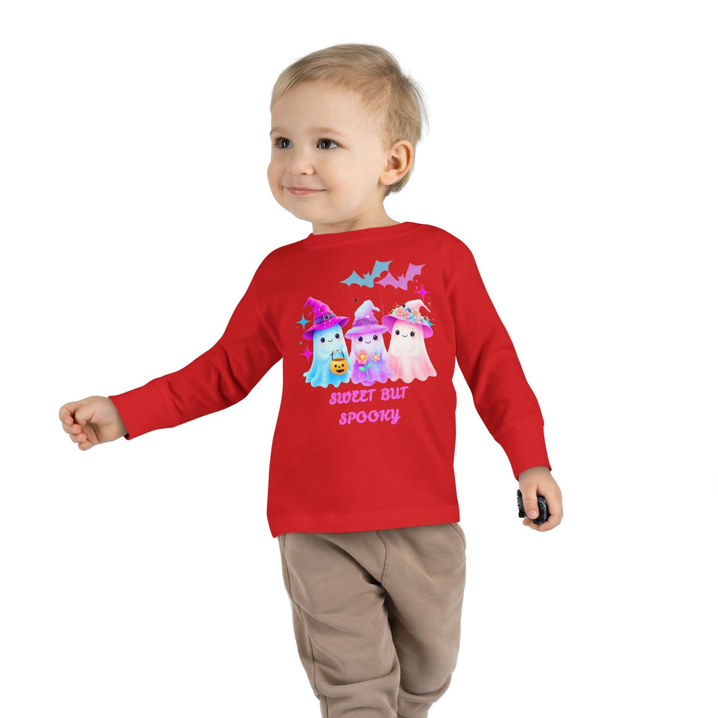 Toddler Long Sleeve Tee - Sweet But Spooky Ghost Design