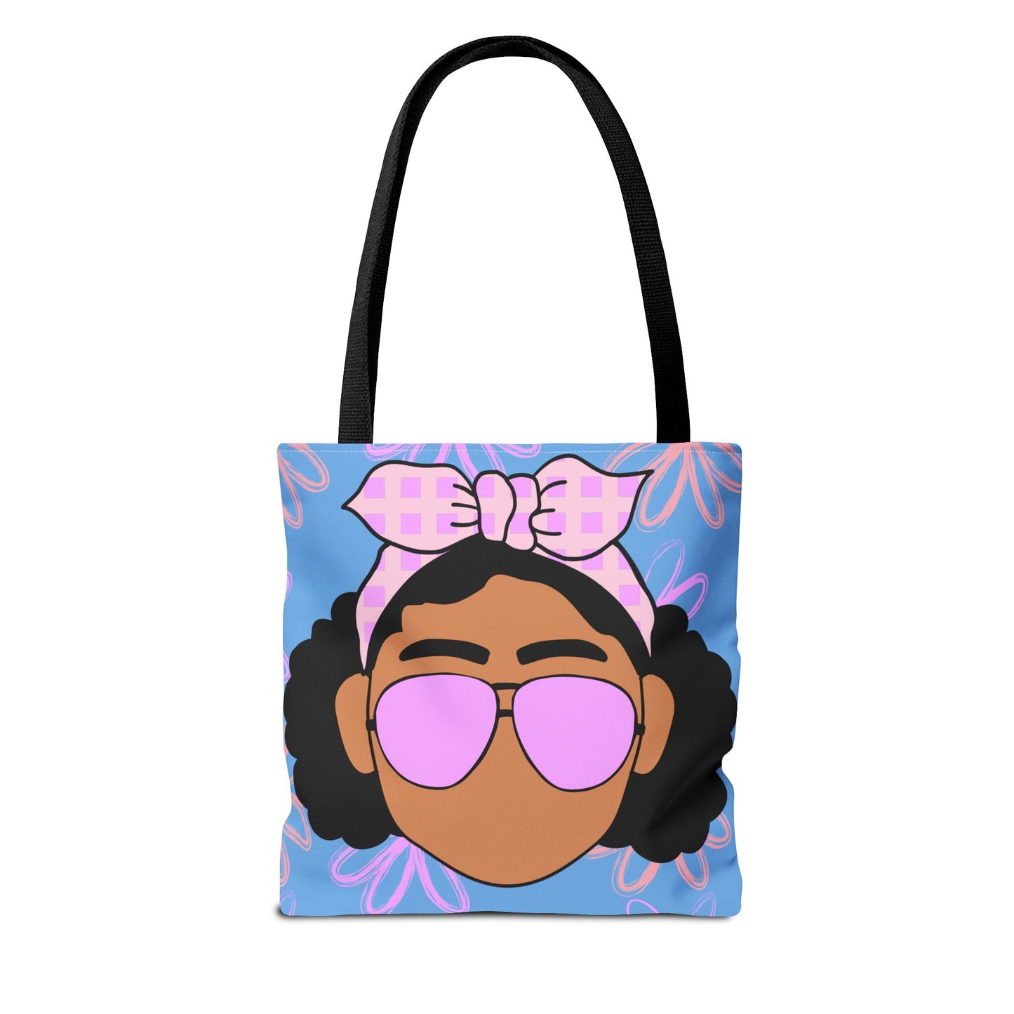 Chic Floral Tote Bag with Afro Queen Design