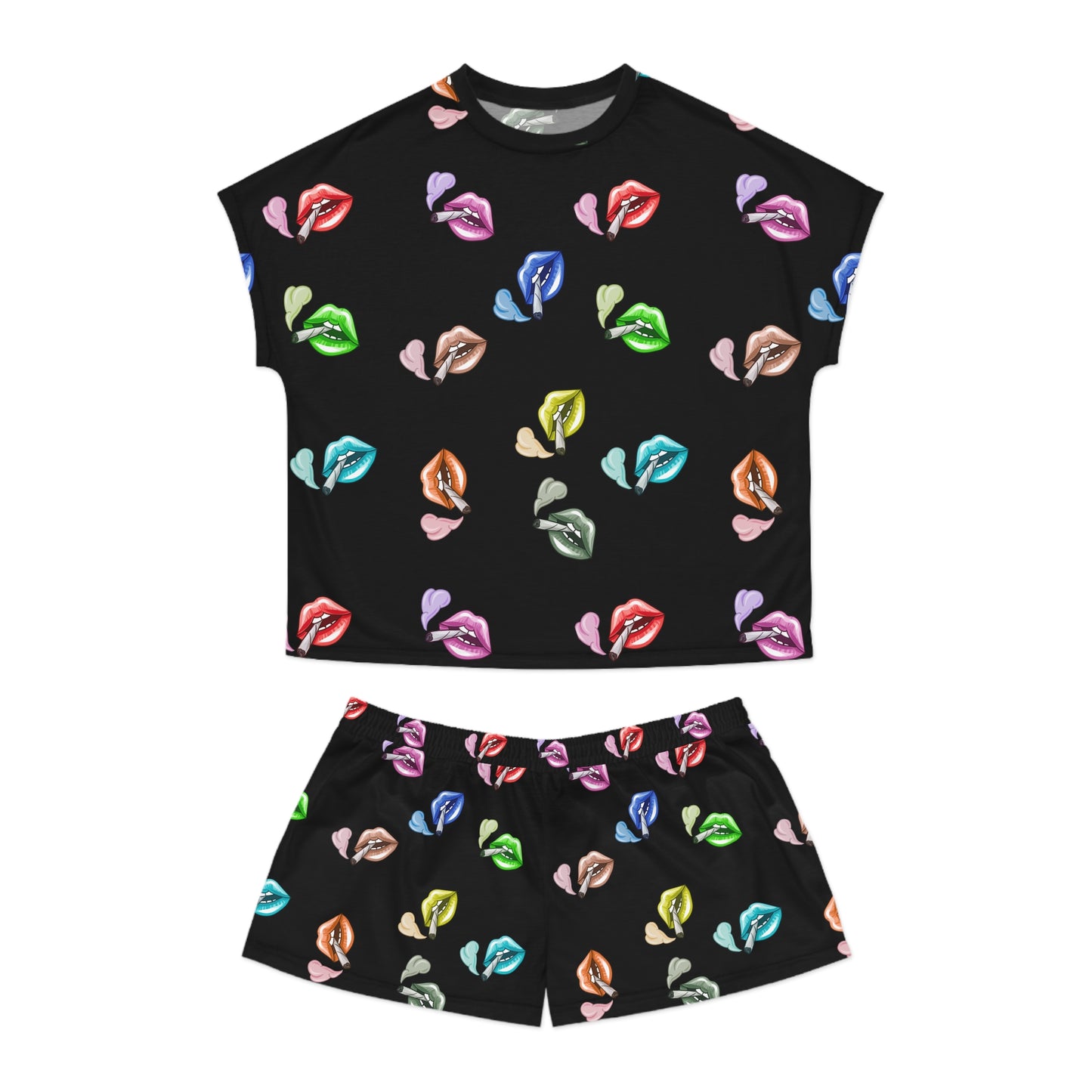 "Lips Loc'D" women's short pajama set