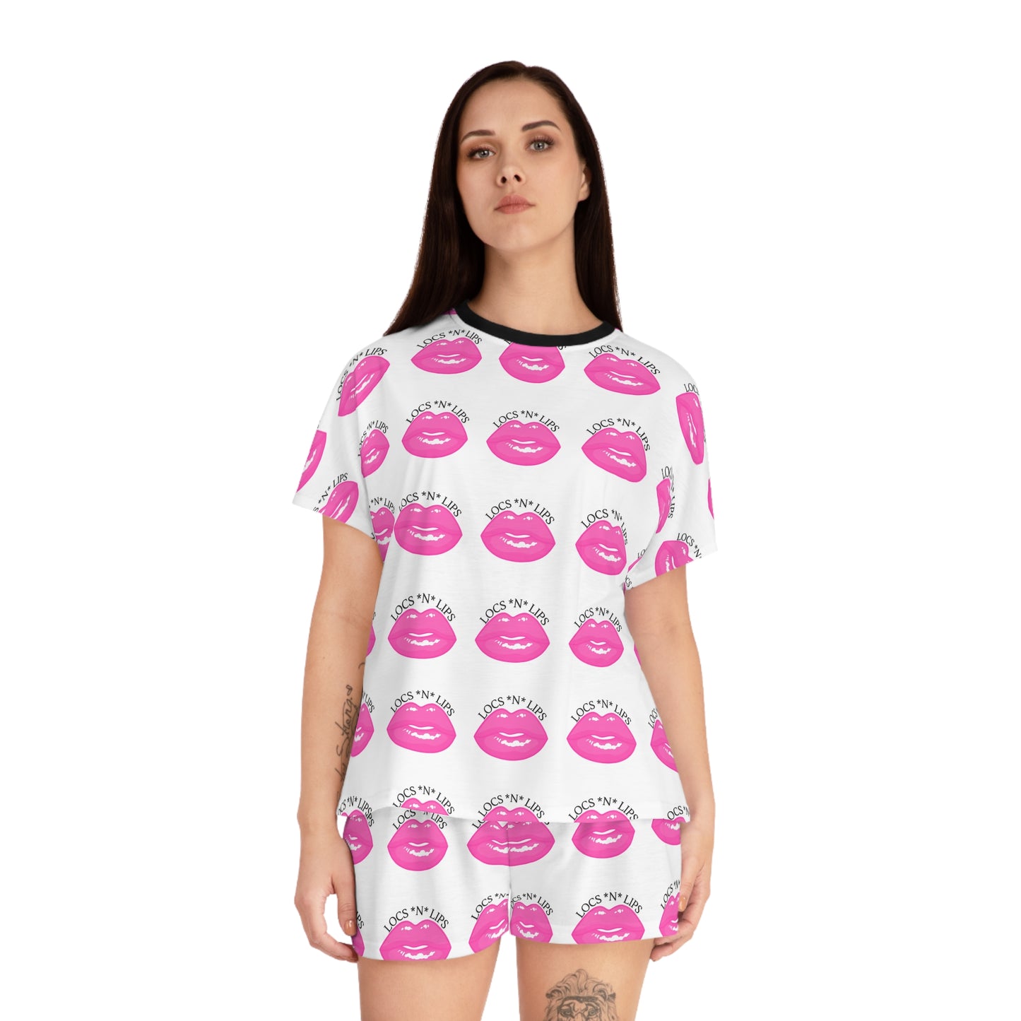 Locs and Lips Women's Short Pajama Set (AOP)