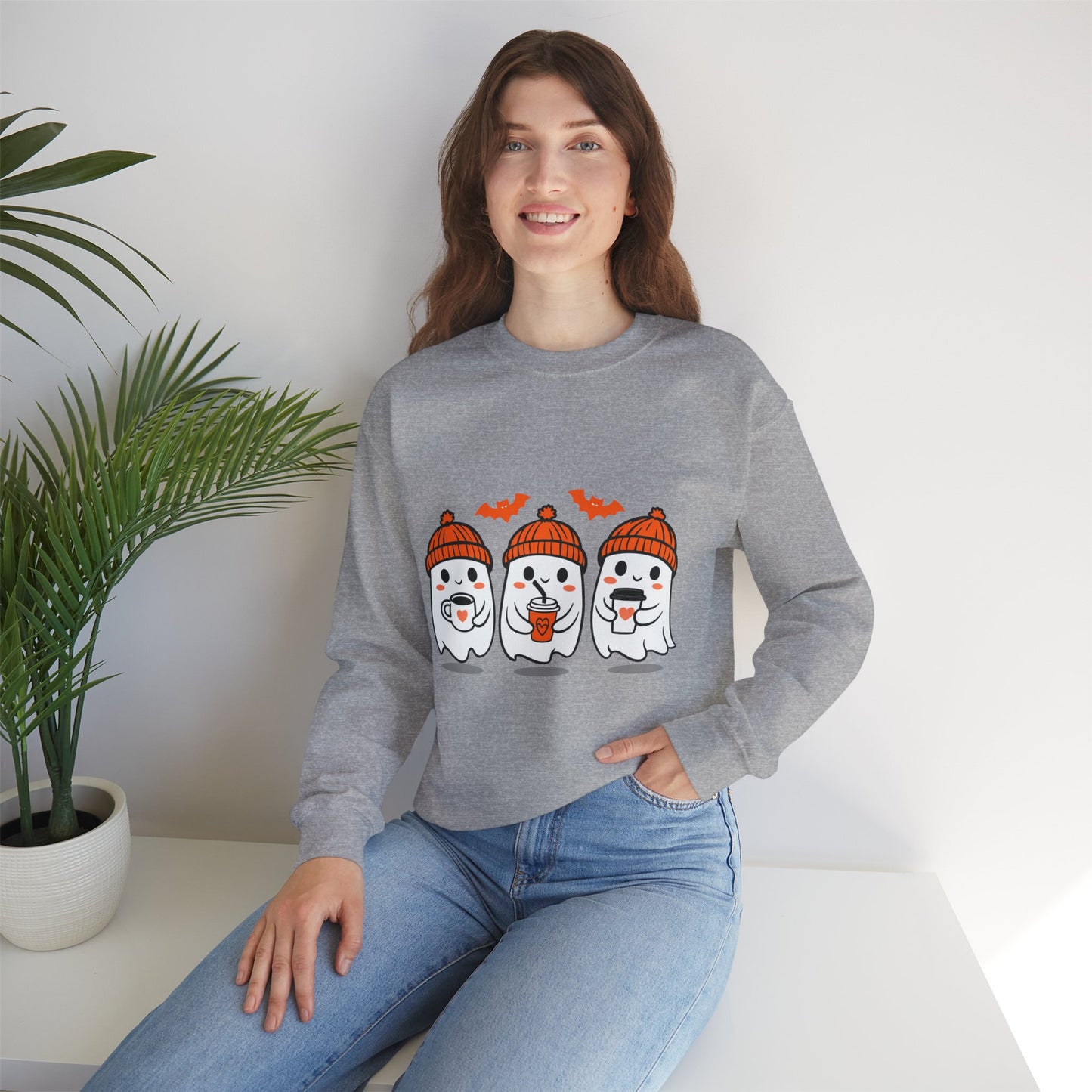 Spooky Ghosts Crewneck Sweatshirt, Halloween Sweatshirt