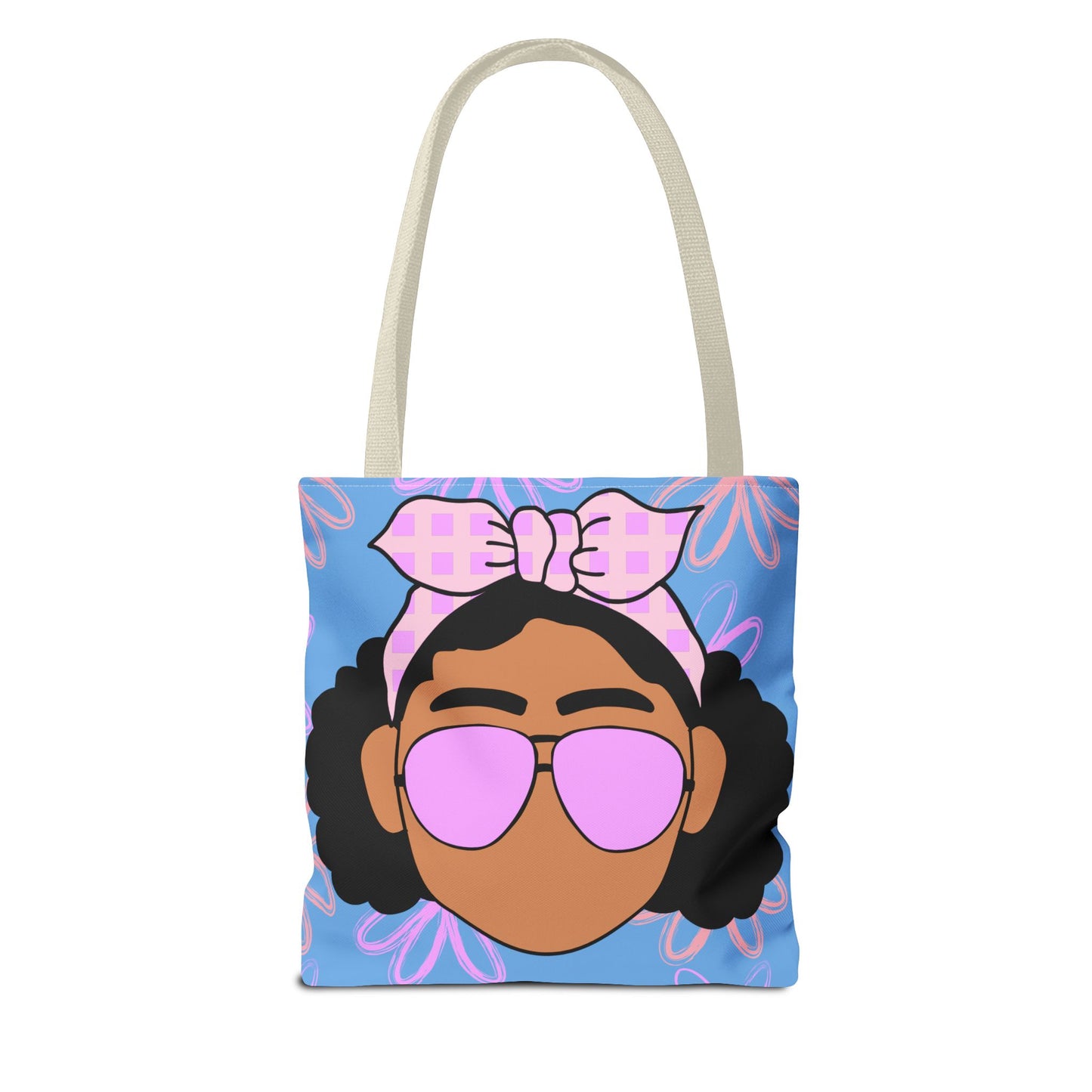 Chic Floral Tote Bag with Afro Queen Design