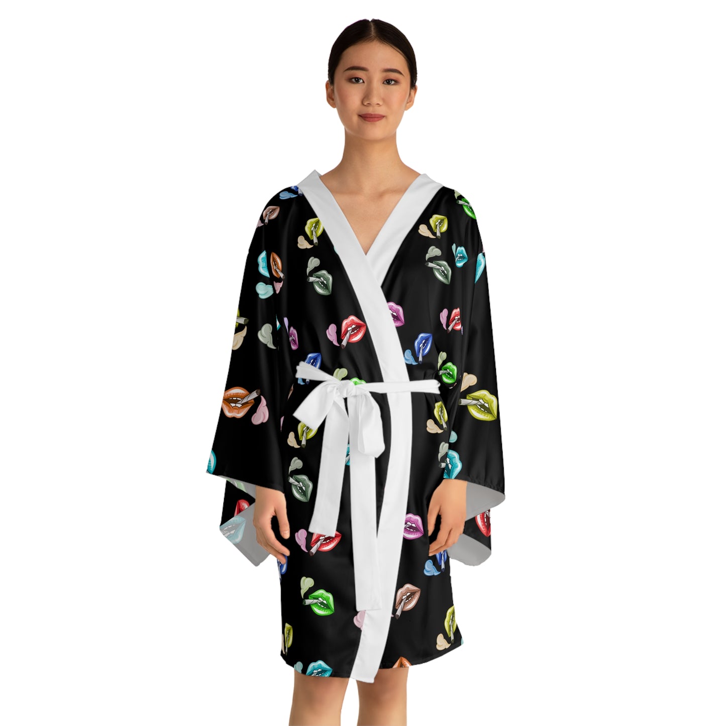 "Lip Loc'D" long sleeve Kimono Robe
