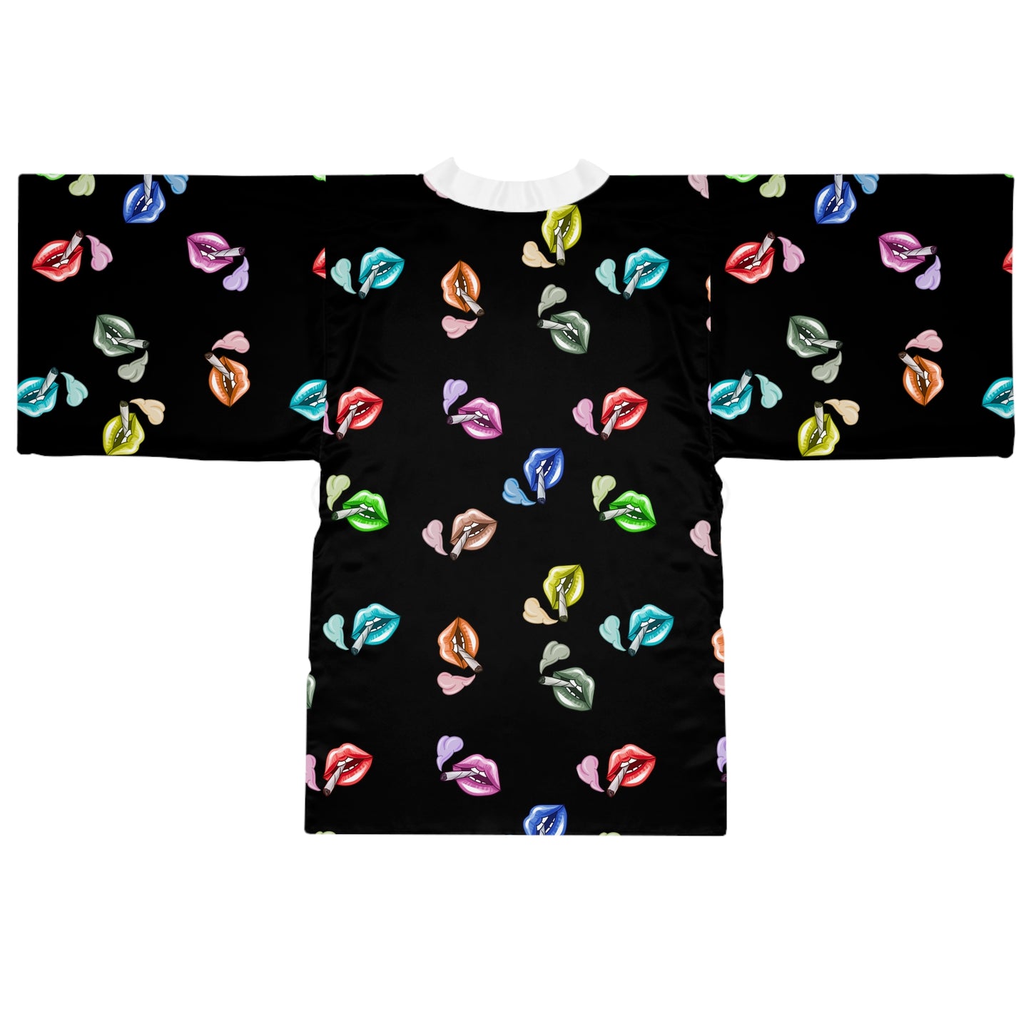 "Lip Loc'D" long sleeve Kimono Robe