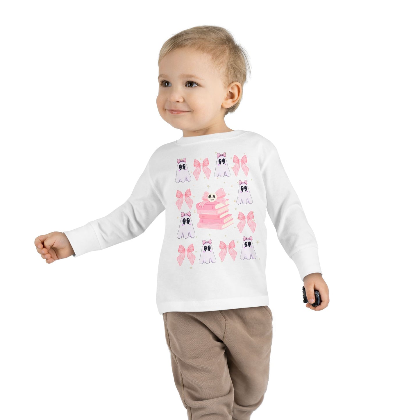 Toddler Long Sleeve Tee with Cute Bunnies and Bows Design