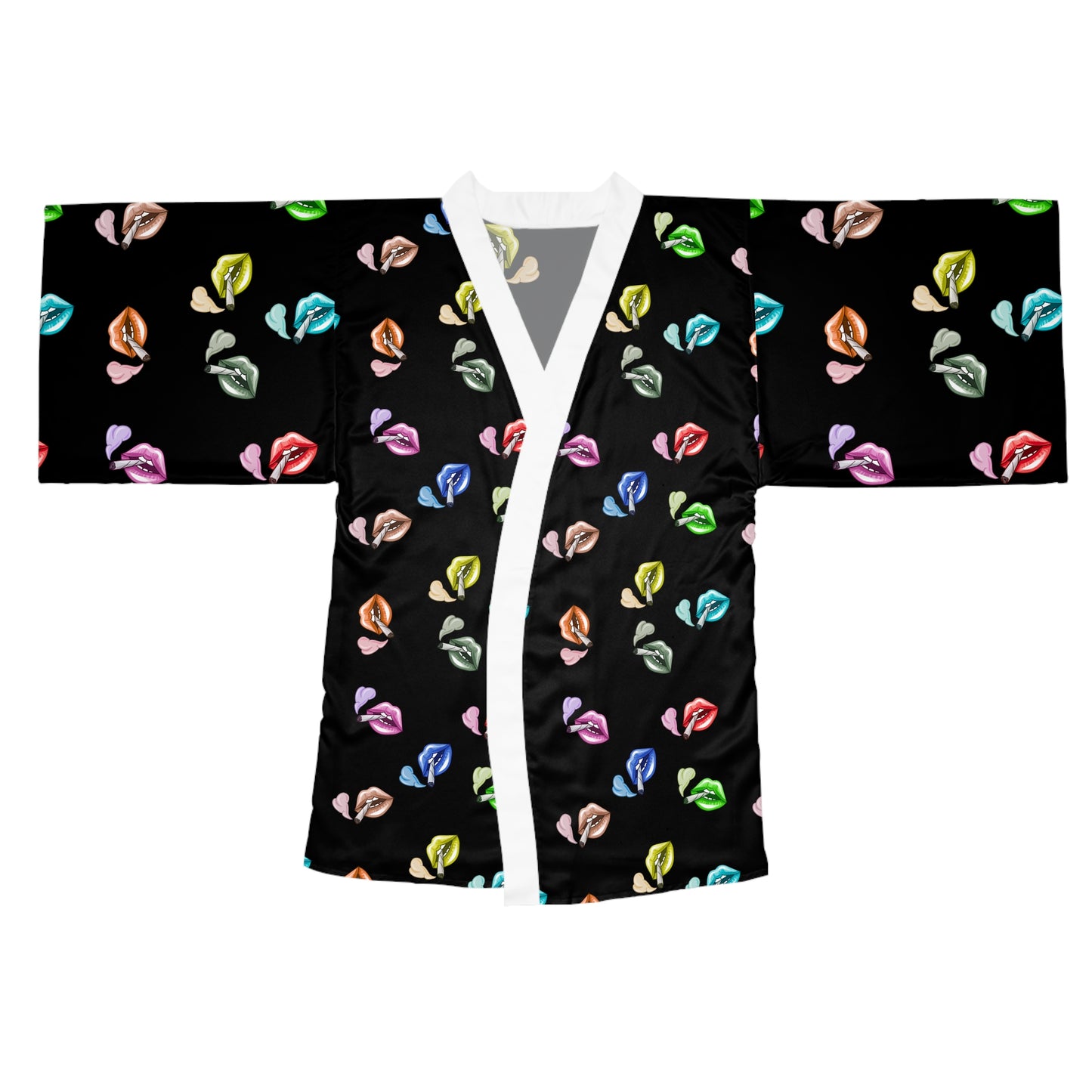 "Lip Loc'D" long sleeve Kimono Robe