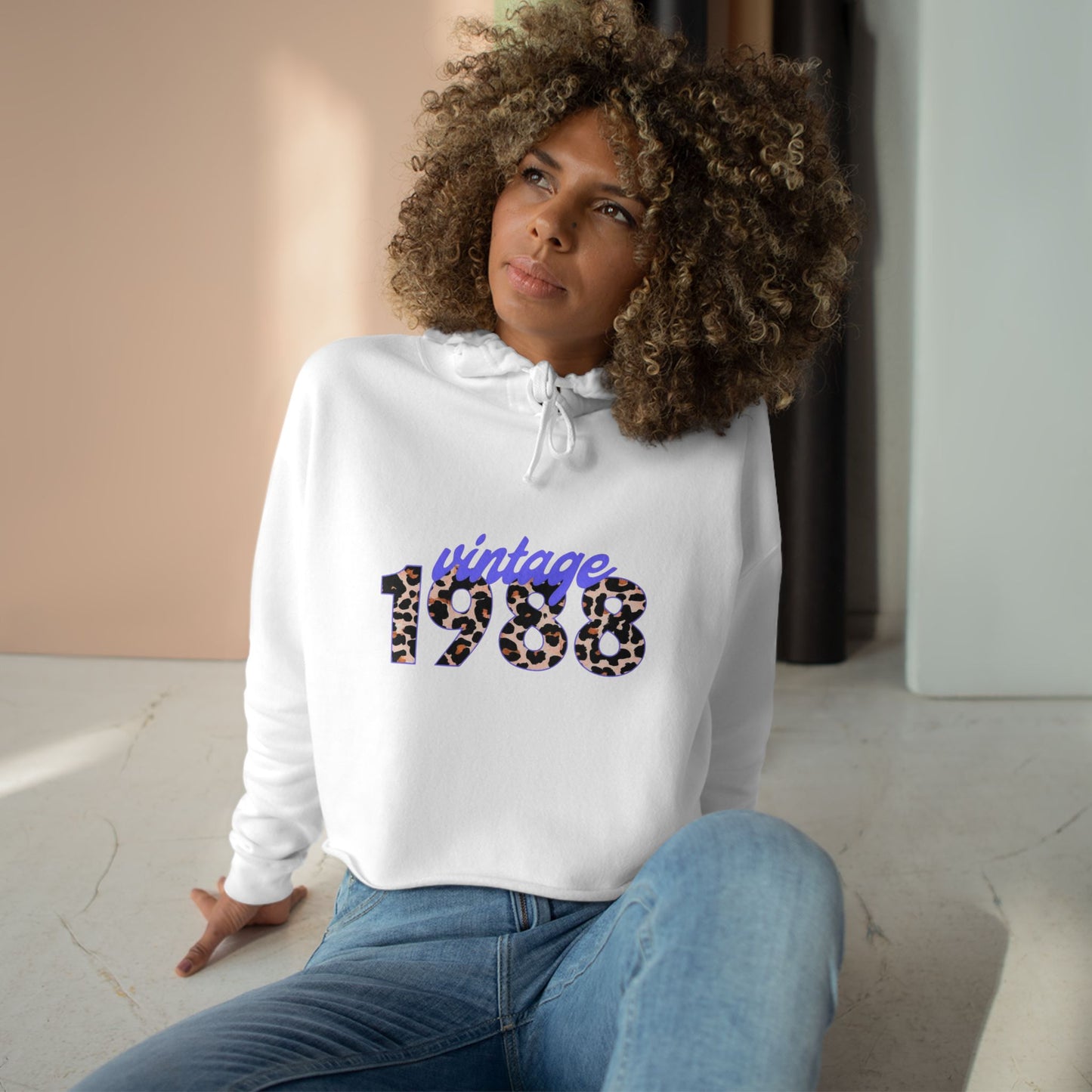 Vintage 1988 Crop Hoodie, Retro Fashion