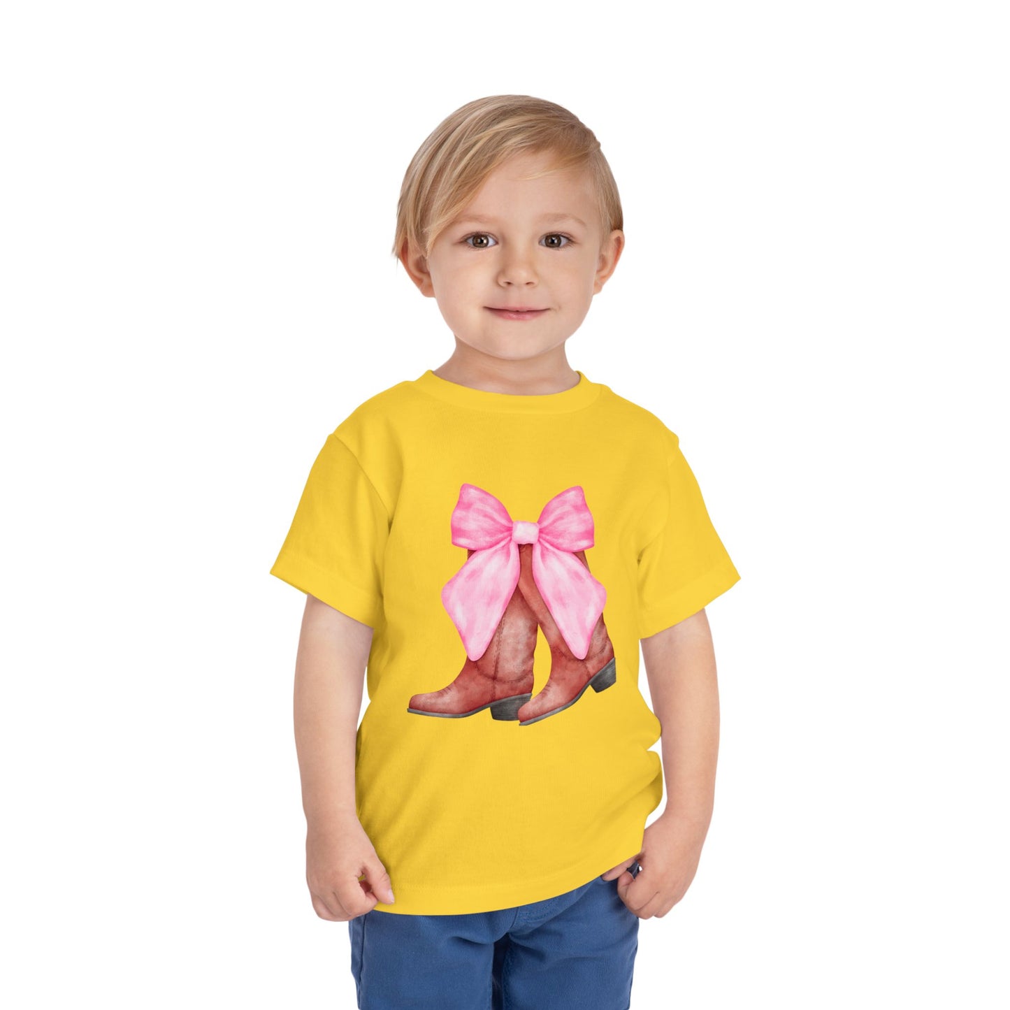 Cute Toddler Tee with Pink Bow Boots Design