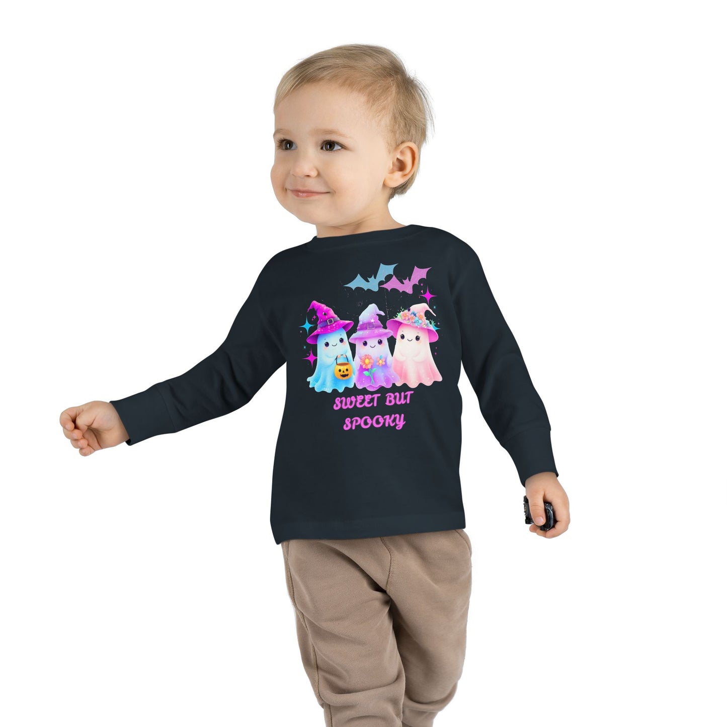 Toddler Long Sleeve Tee - Sweet But Spooky Ghost Design