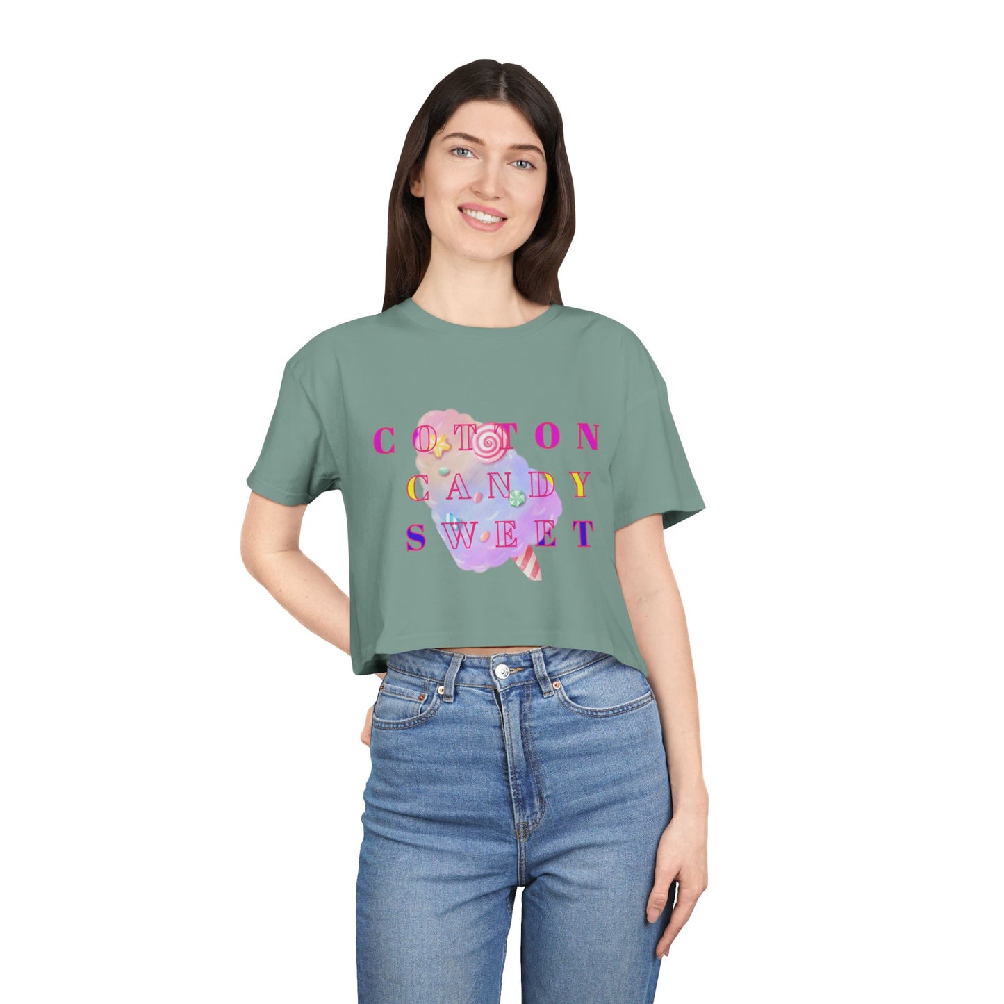 "Cotton Candy Sweet"- Women's Crop Tee