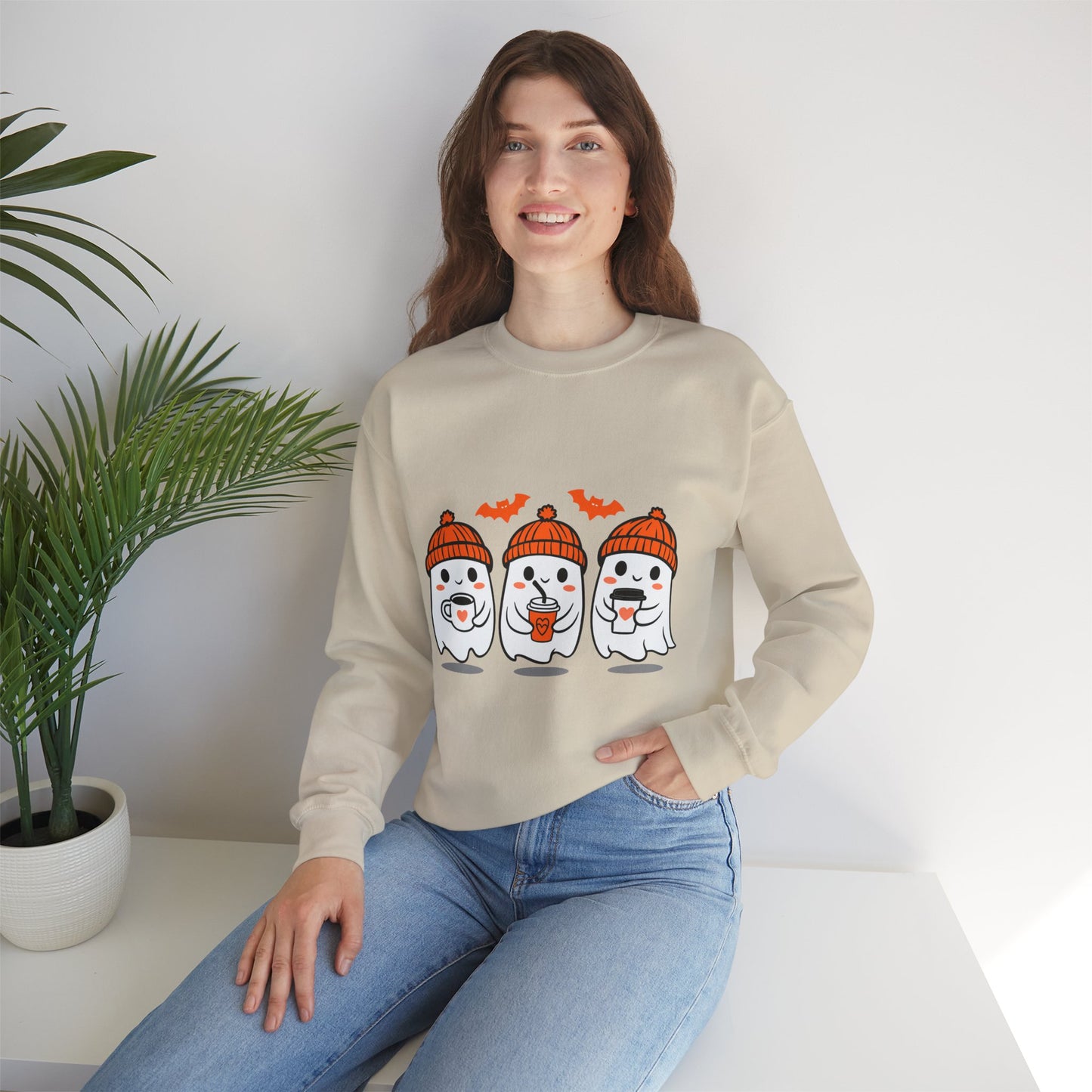 Spooky Ghosts Crewneck Sweatshirt, Halloween Sweatshirt
