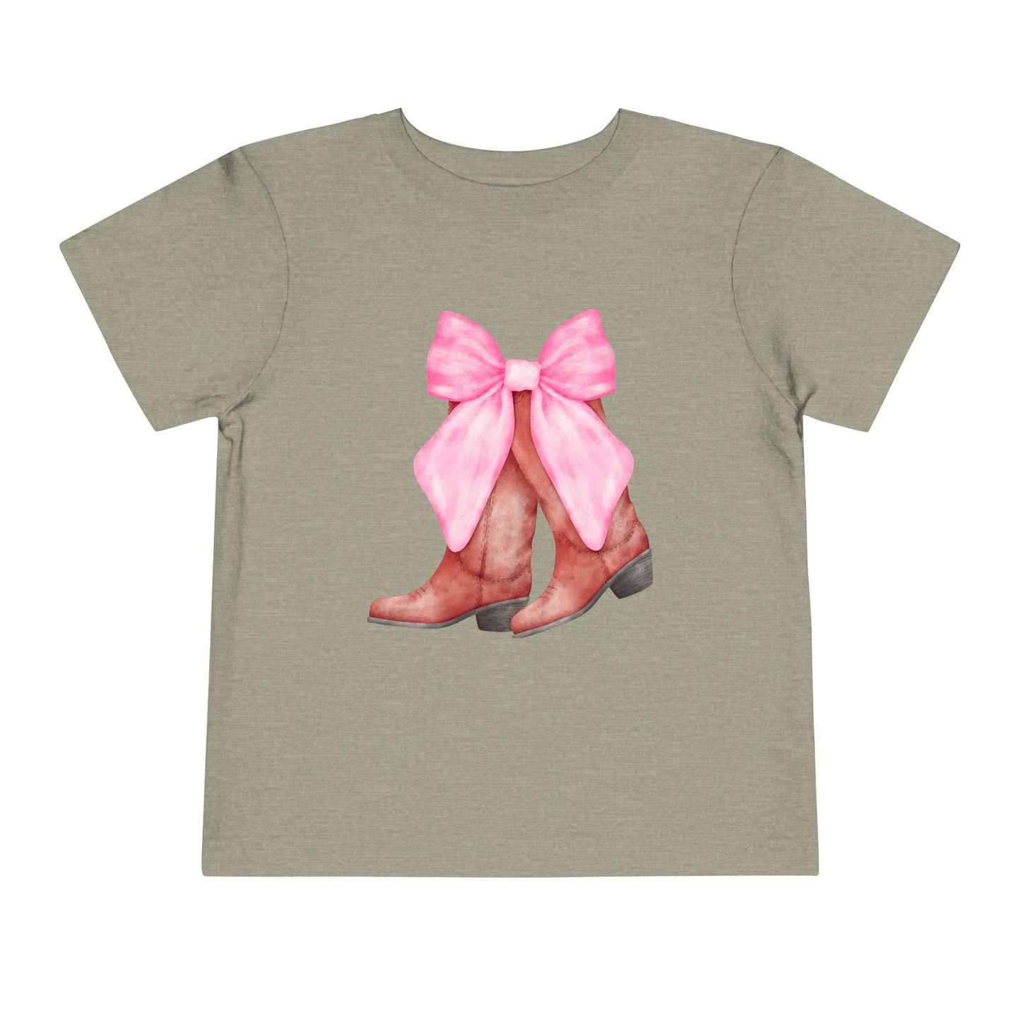 Cute Toddler Tee with Pink Bow Boots Design