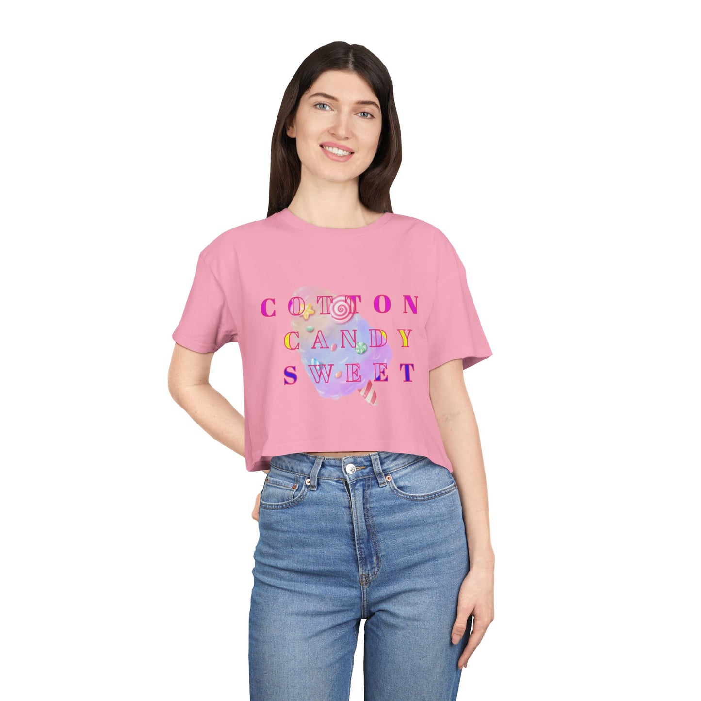 "Cotton Candy Sweet"- Women's Crop Tee