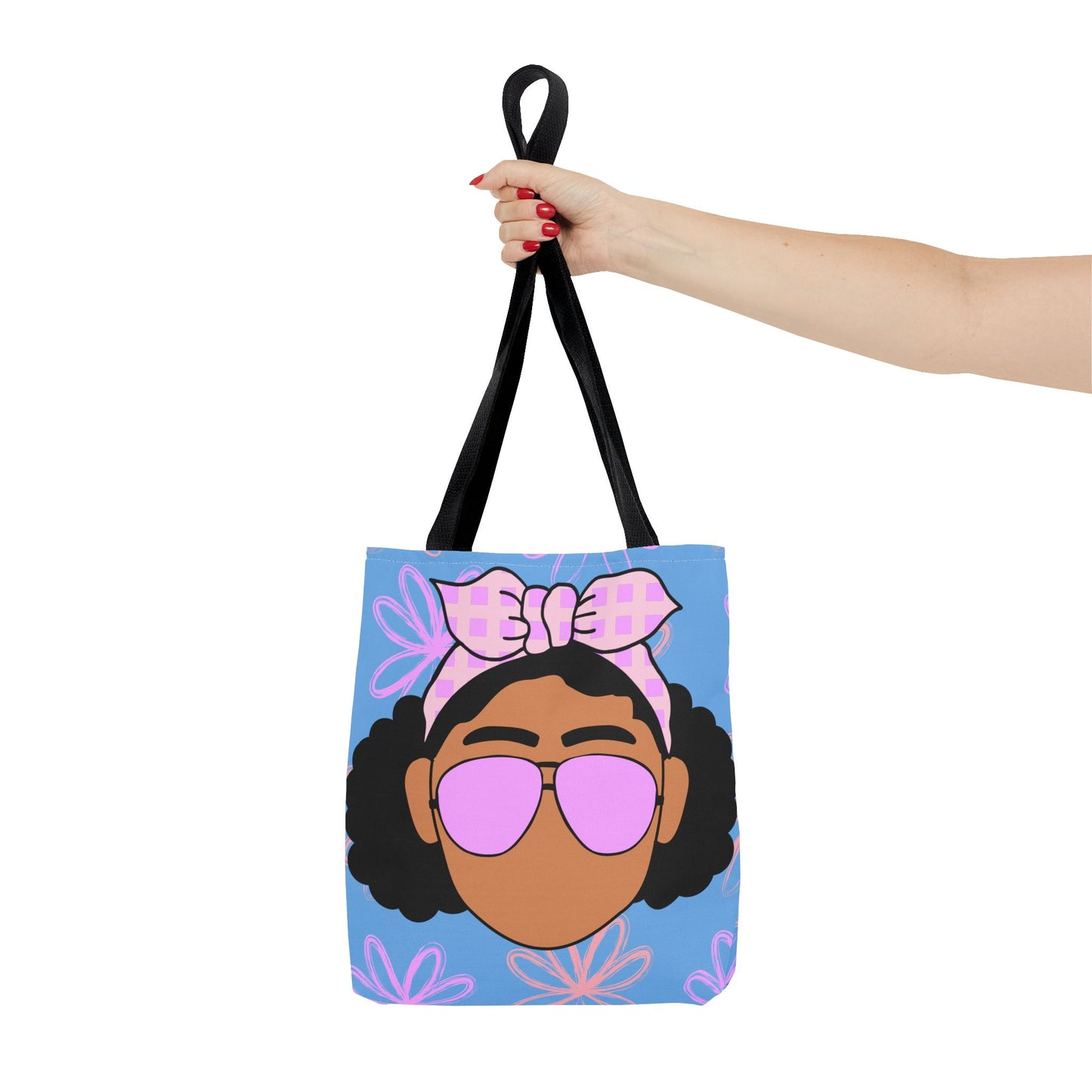 Chic Floral Tote Bag with Afro Queen Design