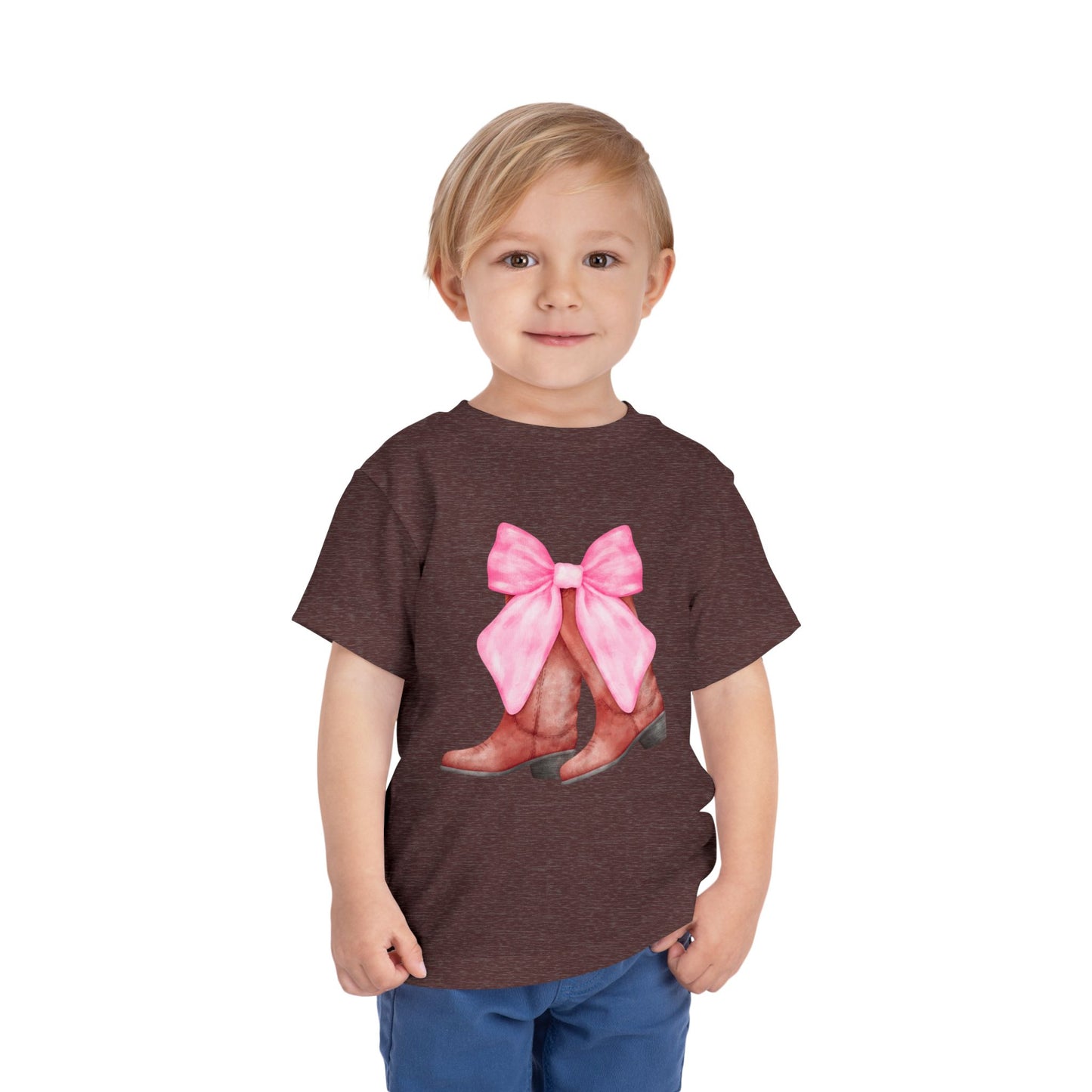 Cute Toddler Tee with Pink Bow Boots Design