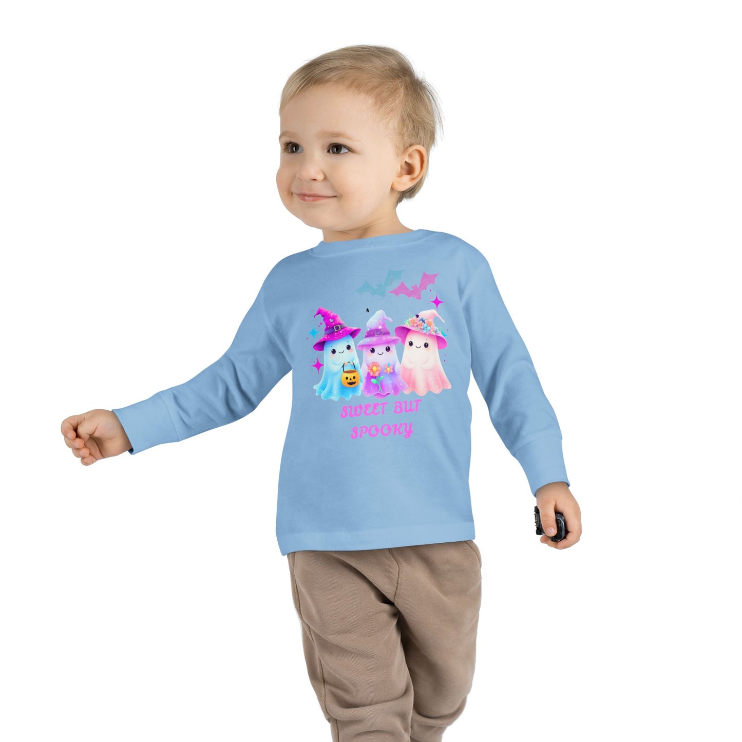 Toddler Long Sleeve Tee - Sweet But Spooky Ghost Design