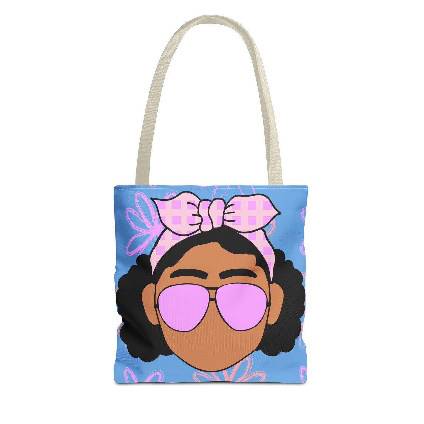 Chic Floral Tote Bag with Afro Queen Design