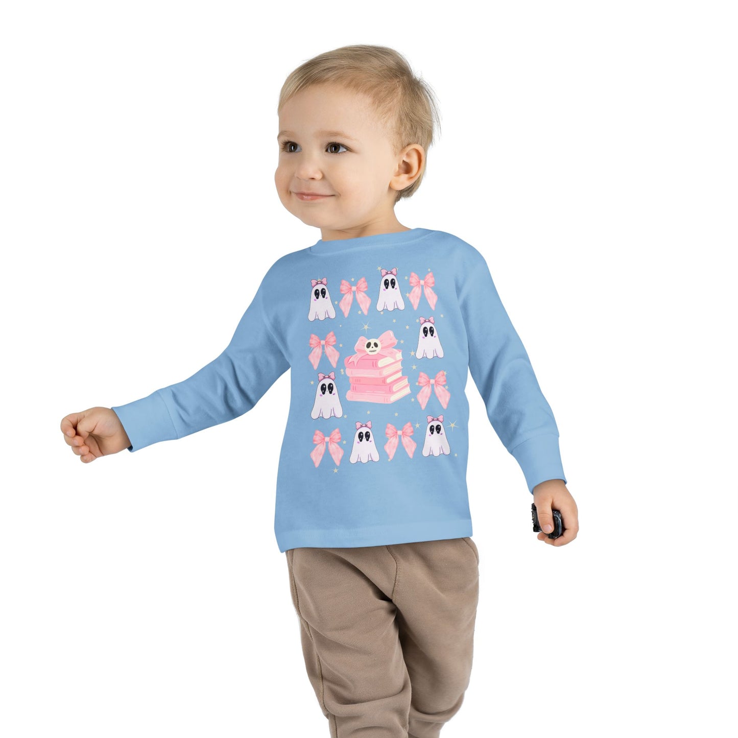 Toddler Long Sleeve Tee with Cute Bunnies and Bows Design