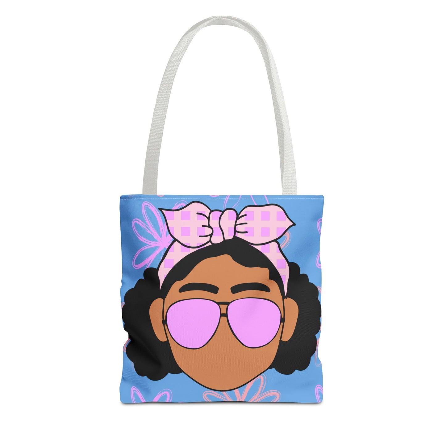 Chic Floral Tote Bag with Afro Queen Design