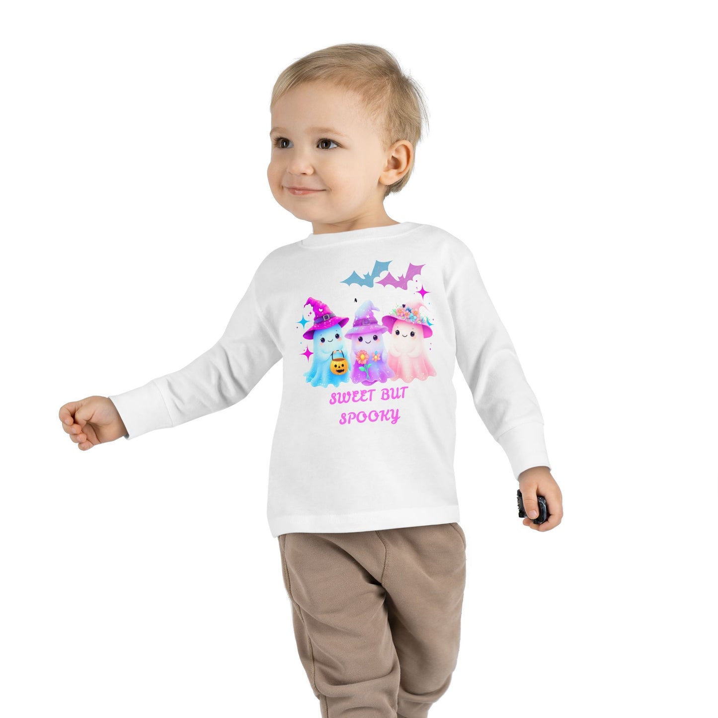 Toddler Long Sleeve Tee - Sweet But Spooky Ghost Design