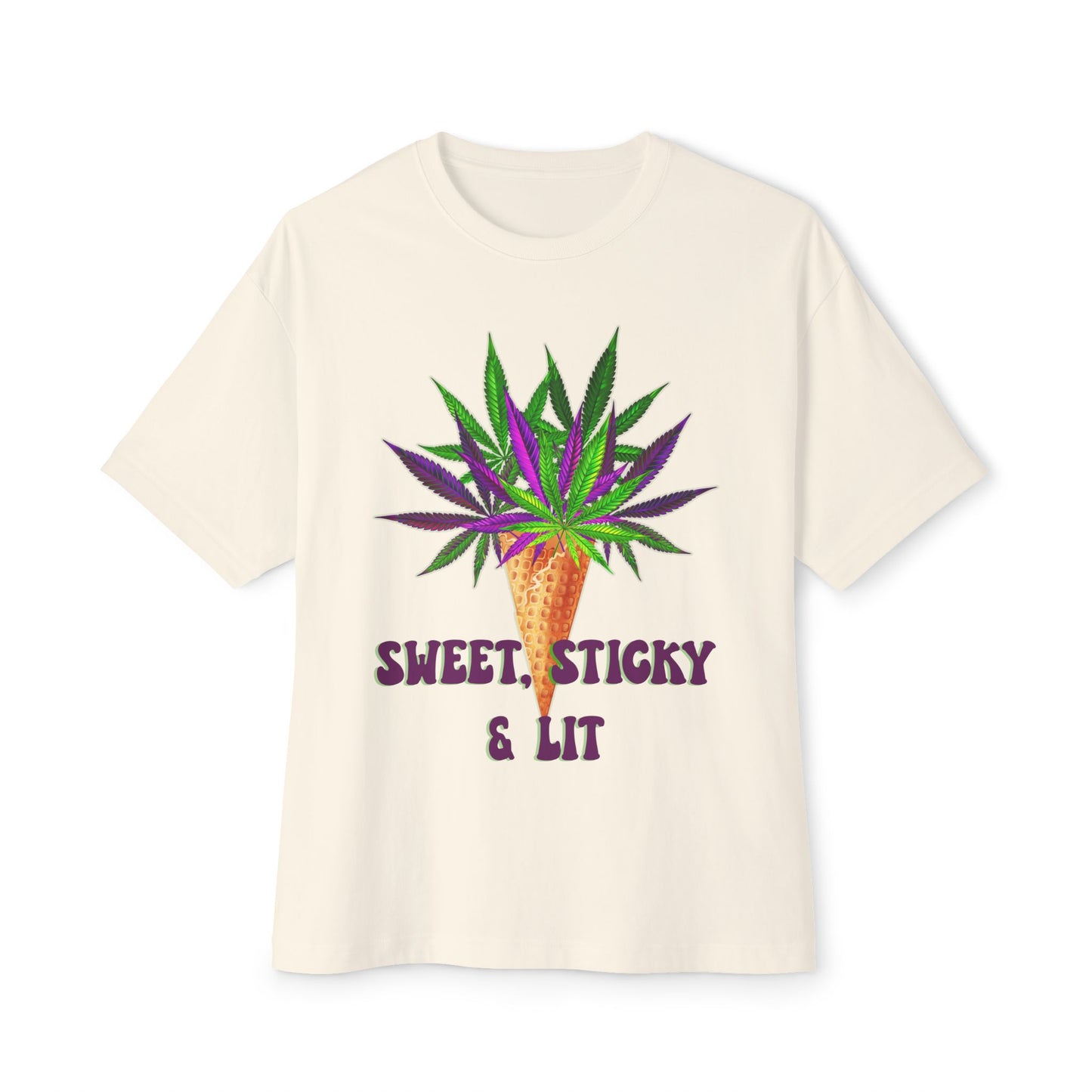 Sweet Sticky and Lit" Unisex Oversized Boxy Tee