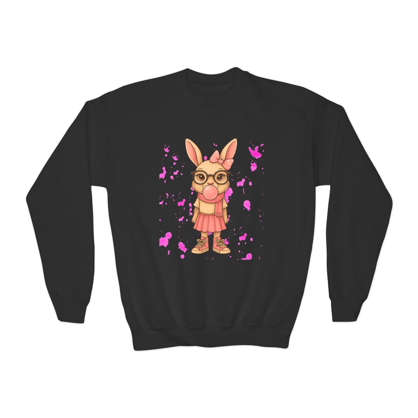 Adorable Bunny Graphic Youth Crewneck Sweatshirt