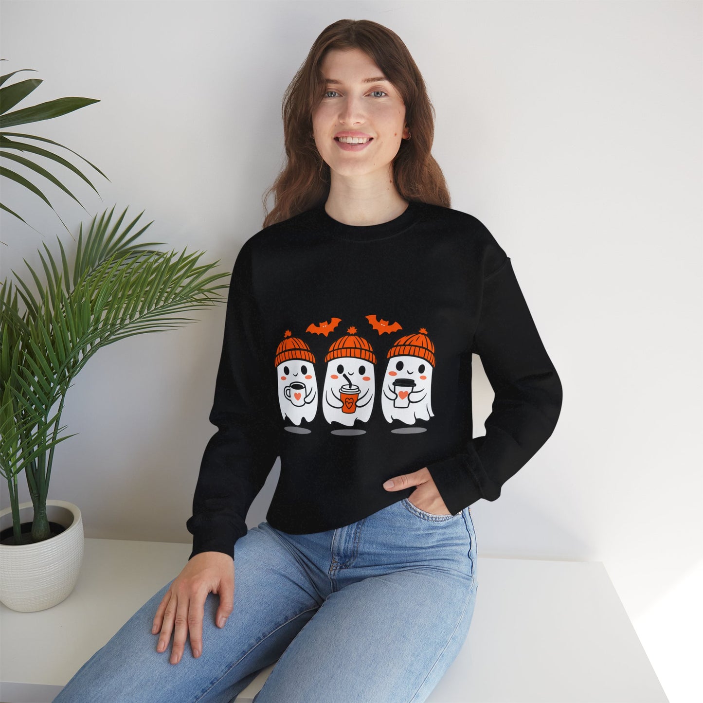Spooky Ghosts Crewneck Sweatshirt, Halloween Sweatshirt