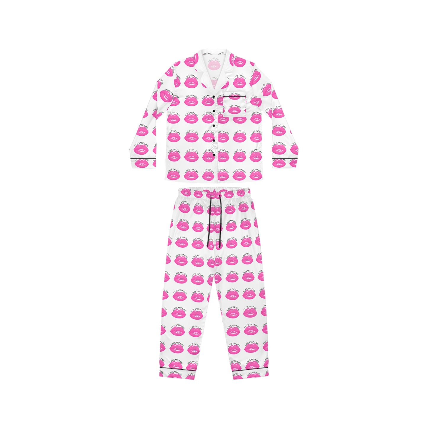 (AOP) Locs and Lips design| satin Pajamas