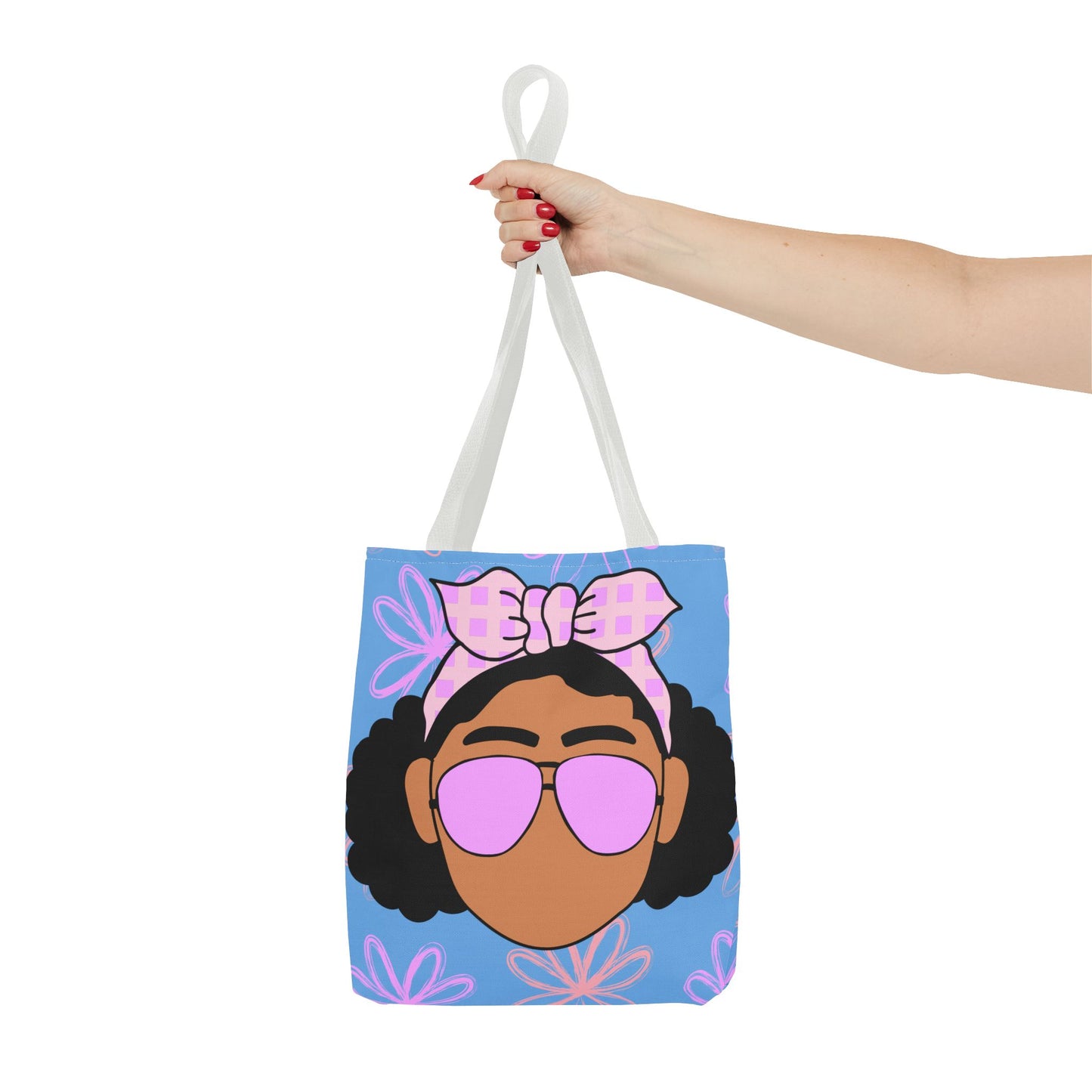 Chic Floral Tote Bag with Afro Queen Design