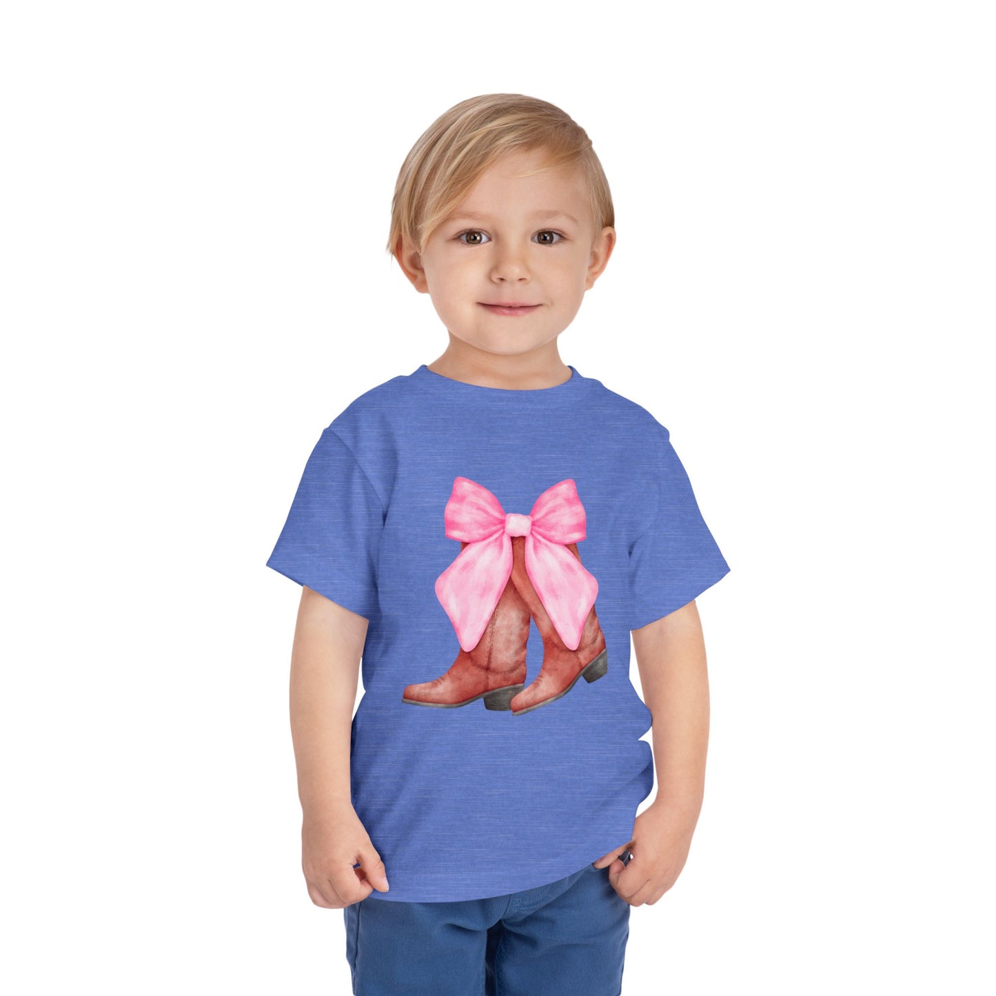 Cute Toddler Tee with Pink Bow Boots Design