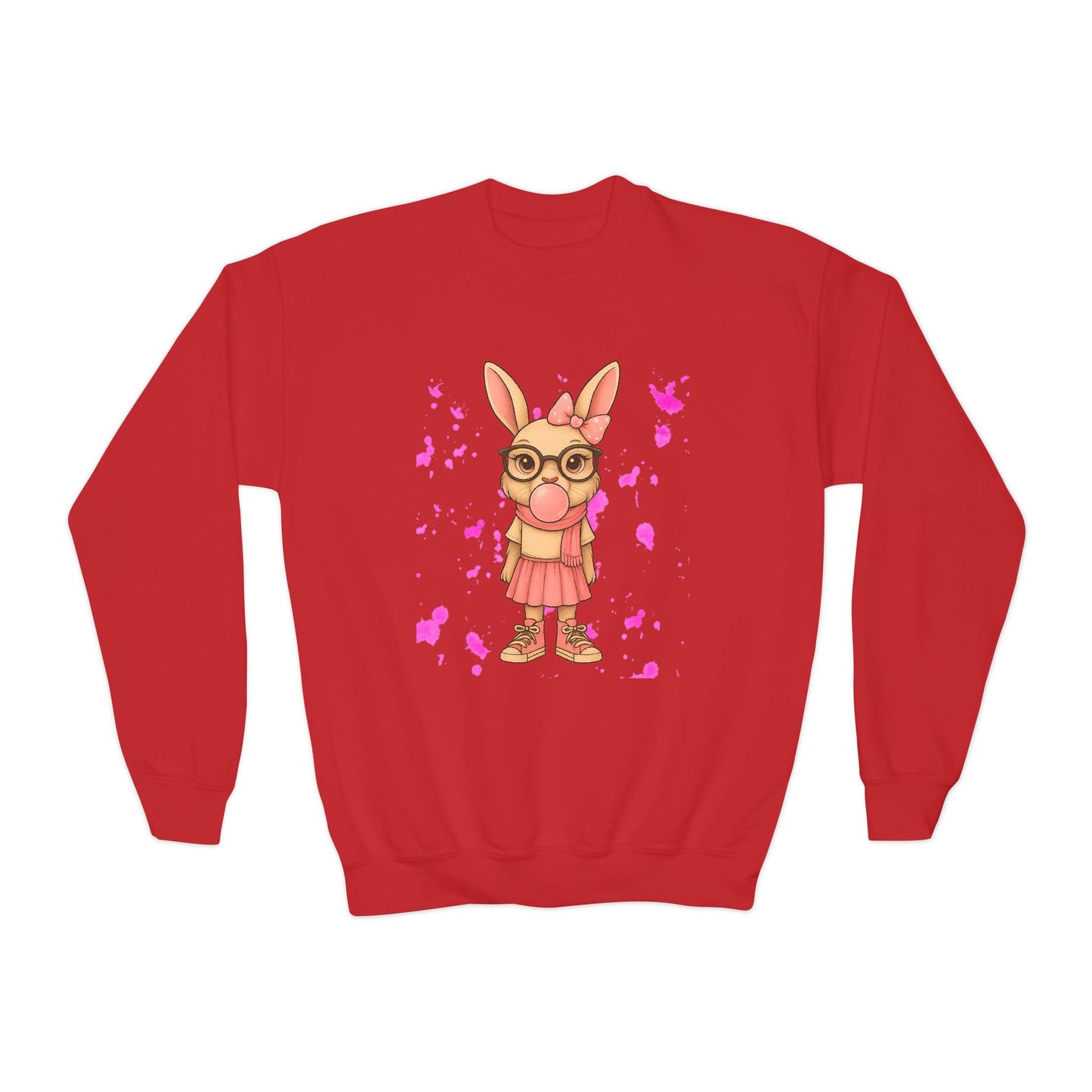 Adorable Bunny Graphic Youth Crewneck Sweatshirt
