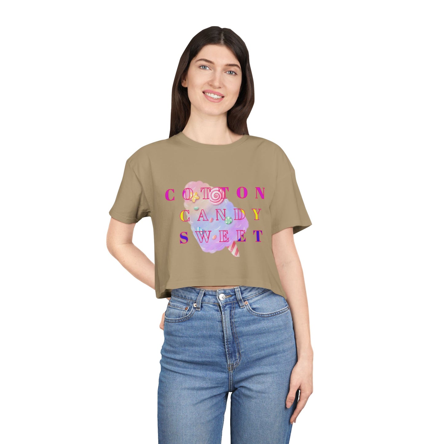 "Cotton Candy Sweet"- Women's Crop Tee