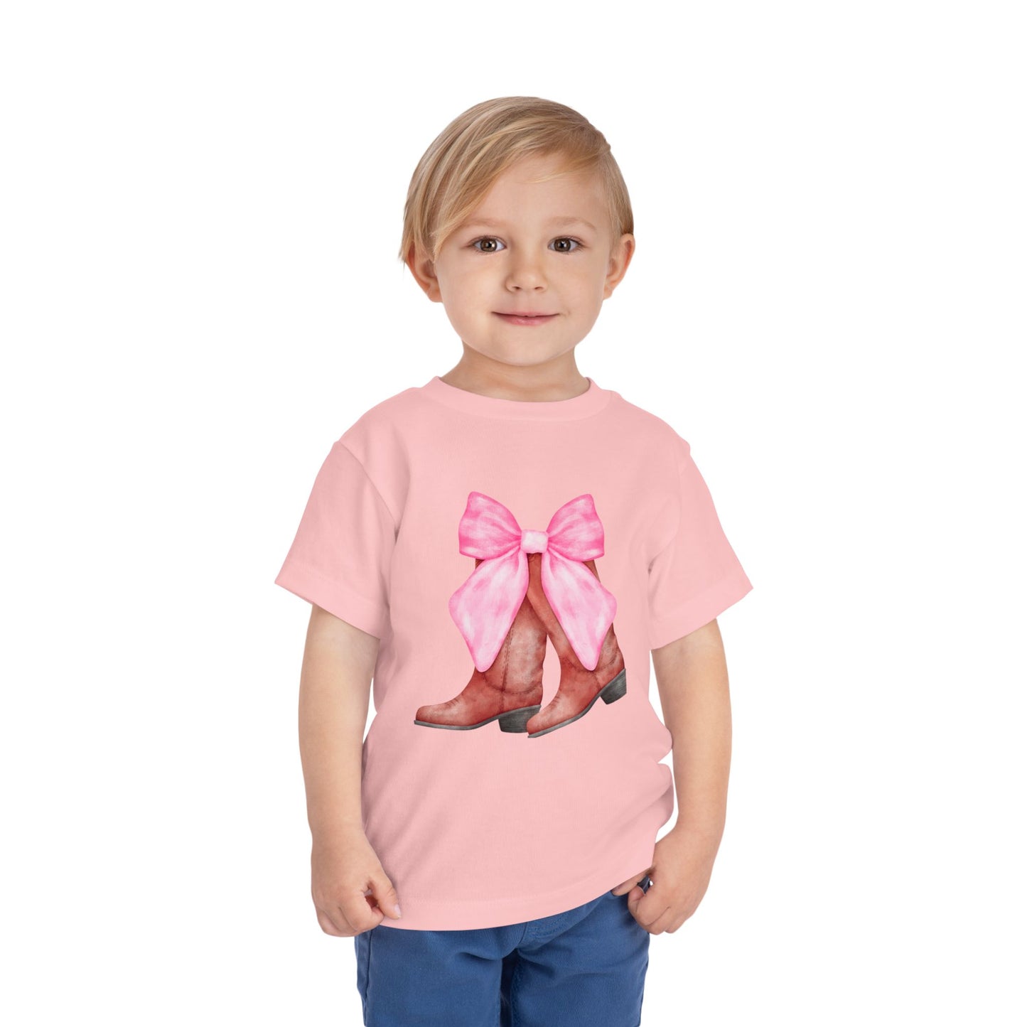 Cute Toddler Tee with Pink Bow Boots Design