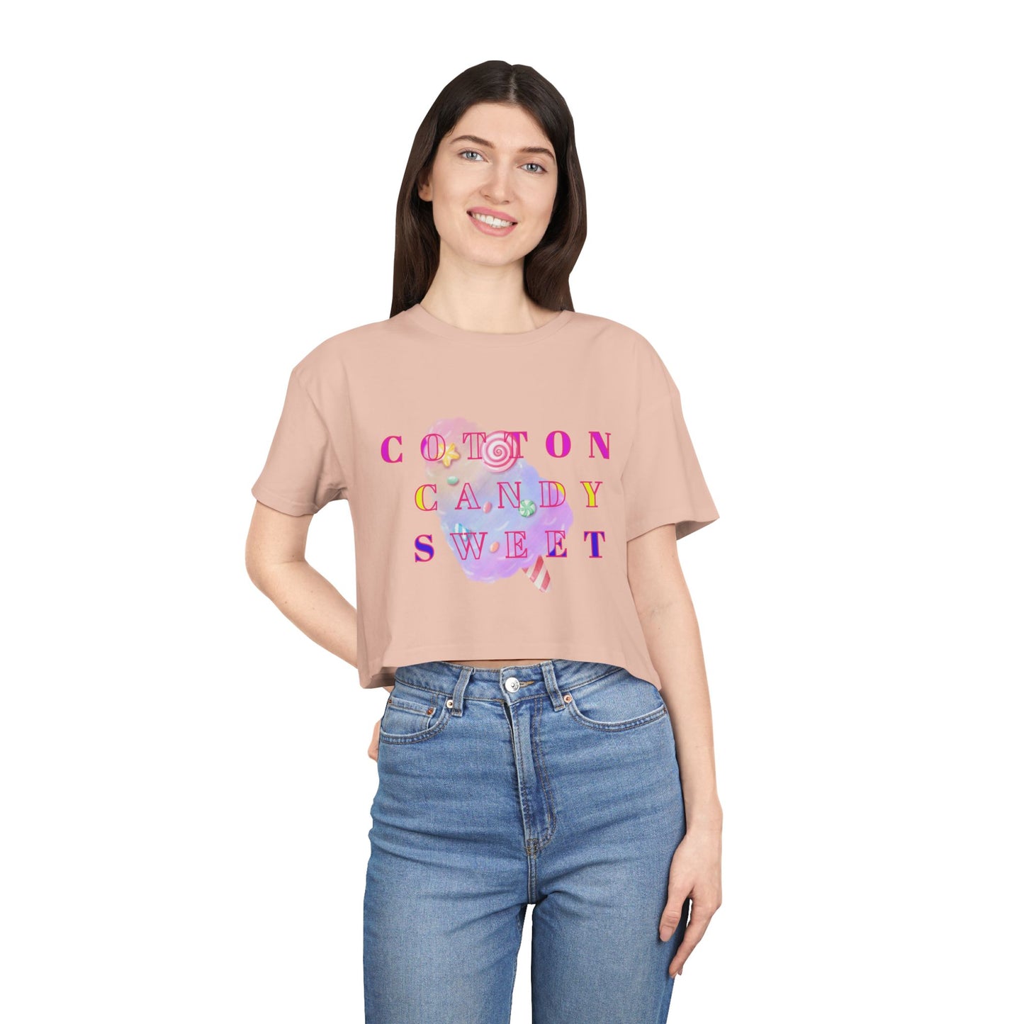 "Cotton Candy Sweet"- Women's Crop Tee