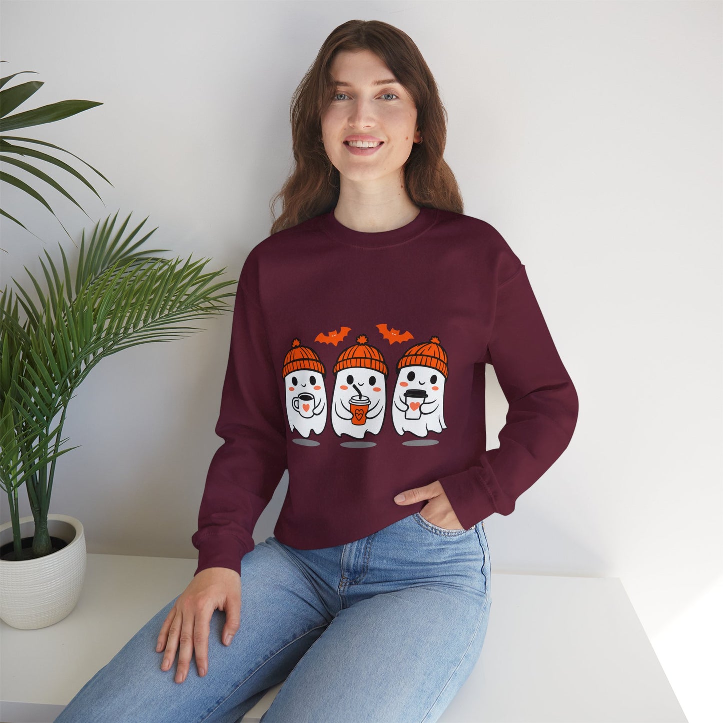 Spooky Ghosts Crewneck Sweatshirt, Halloween Sweatshirt