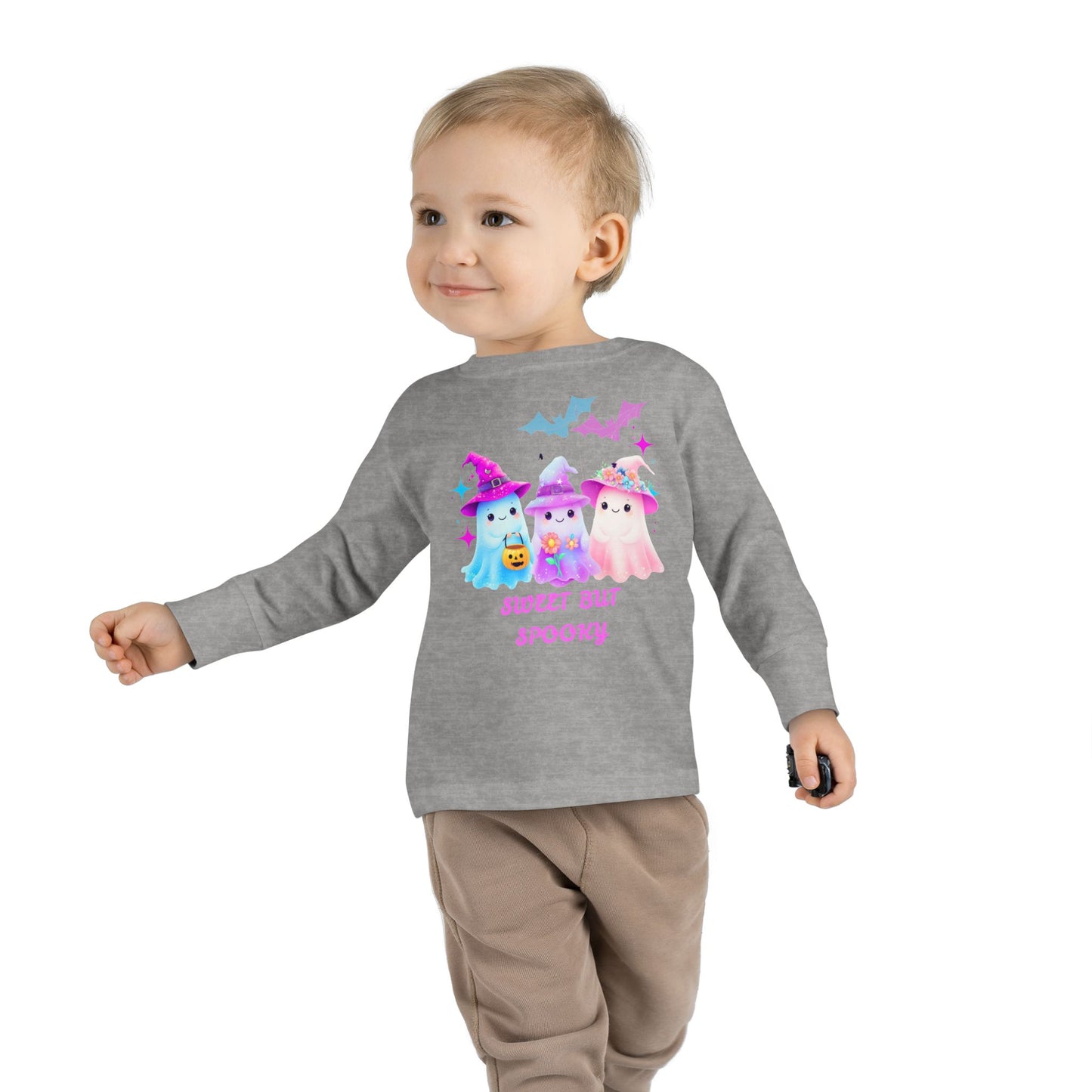Toddler Long Sleeve Tee - Sweet But Spooky Ghost Design