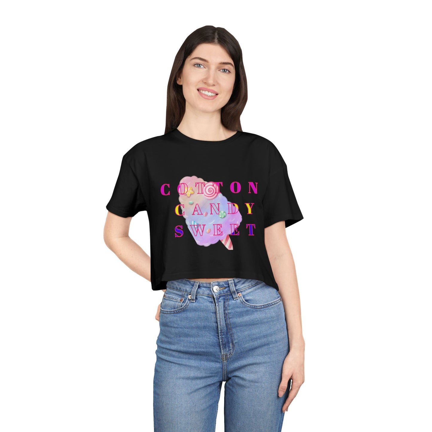 "Cotton Candy Sweet"- Women's Crop Tee