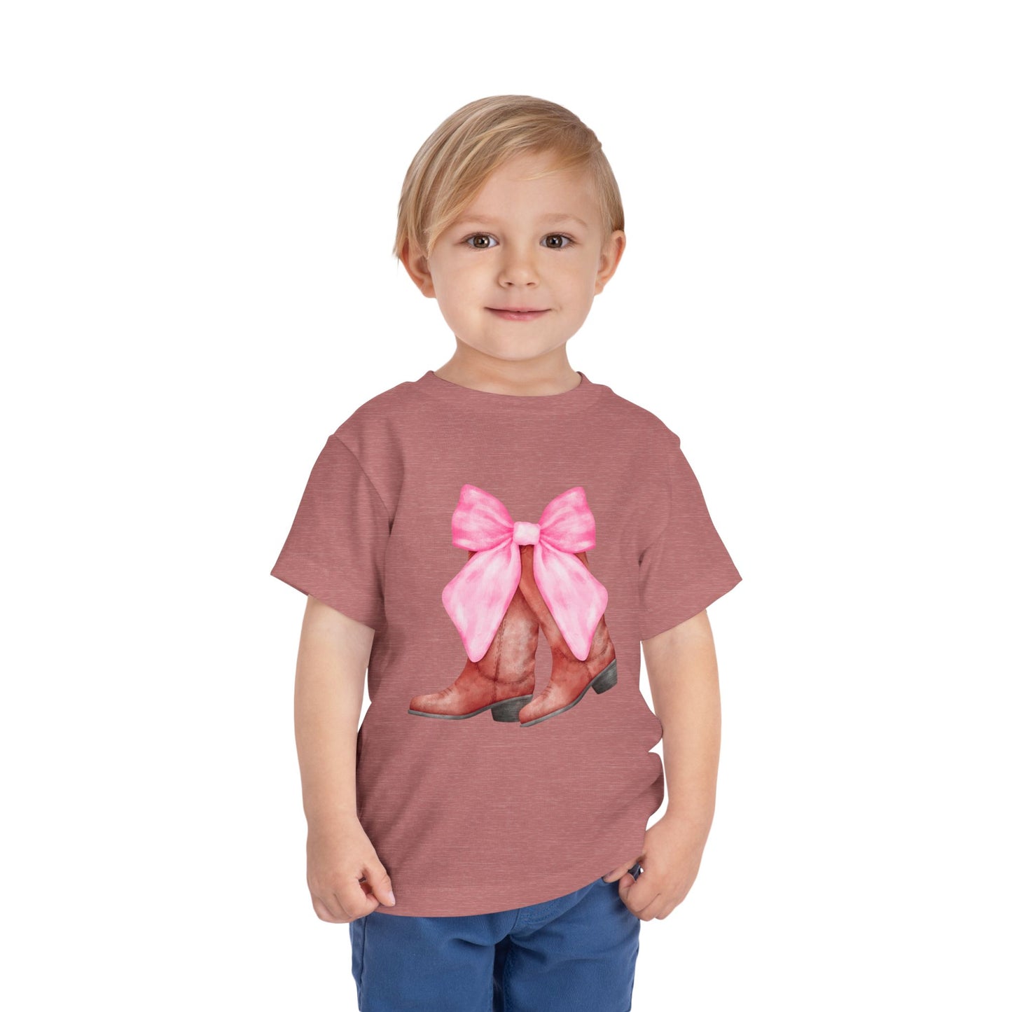 Cute Toddler Tee with Pink Bow Boots Design