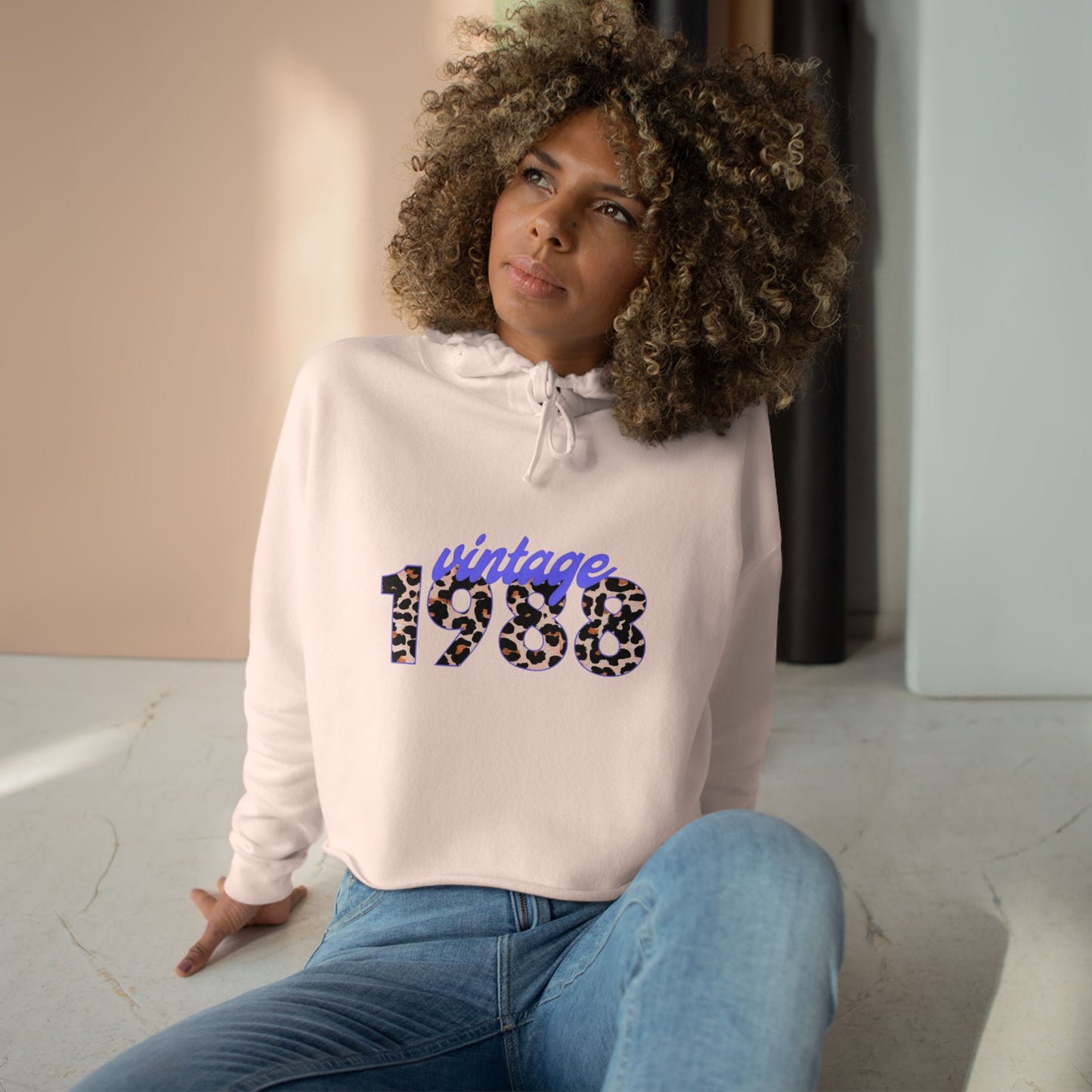 Vintage 1988 Crop Hoodie, Retro Fashion