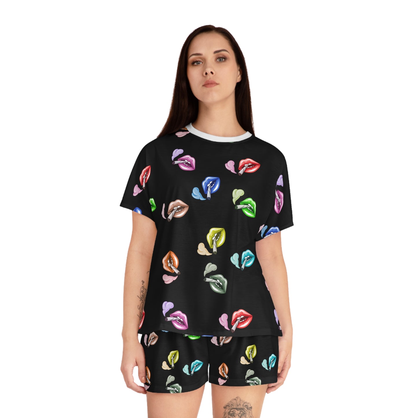 "Lips Loc'D" women's short pajama set