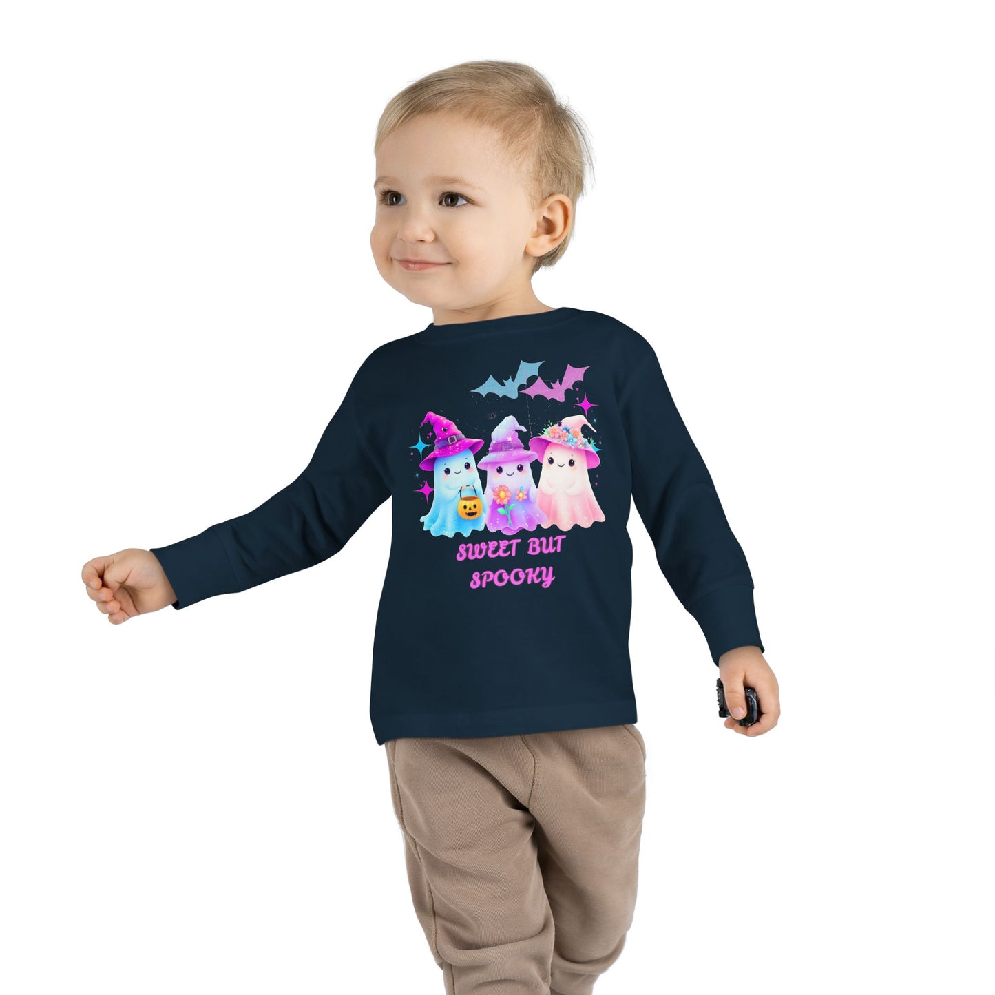 Toddler Long Sleeve Tee - Sweet But Spooky Ghost Design